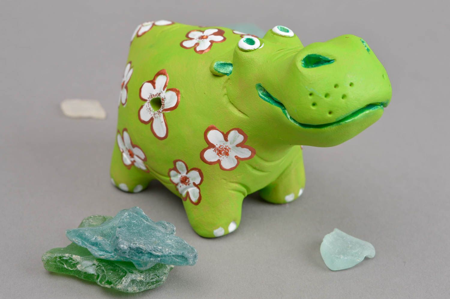 Handmade clay whistle present for children ceramic toy ceramic statuette photo 1