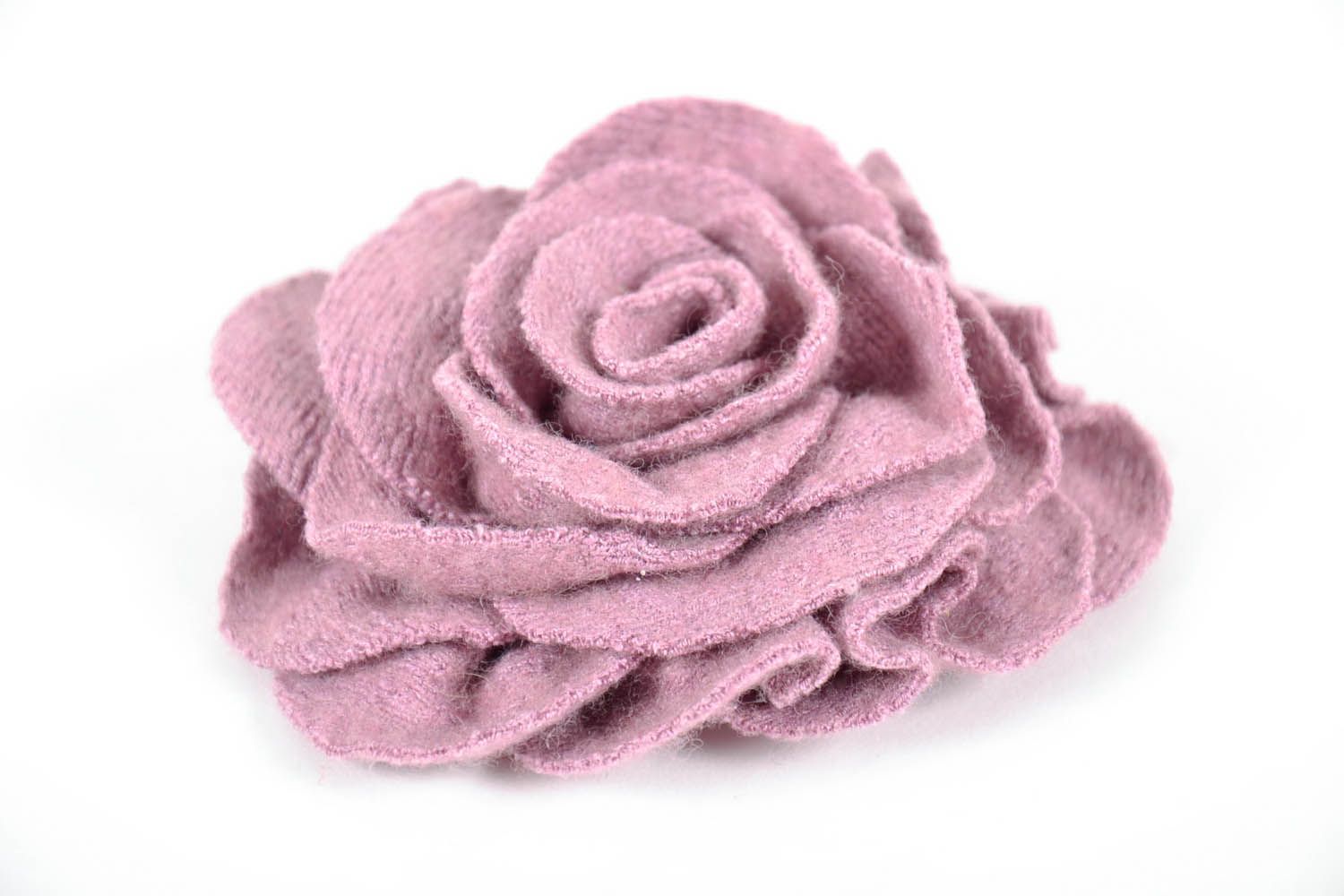 Brosche Blume aus Wolle Lavendelrose foto 3