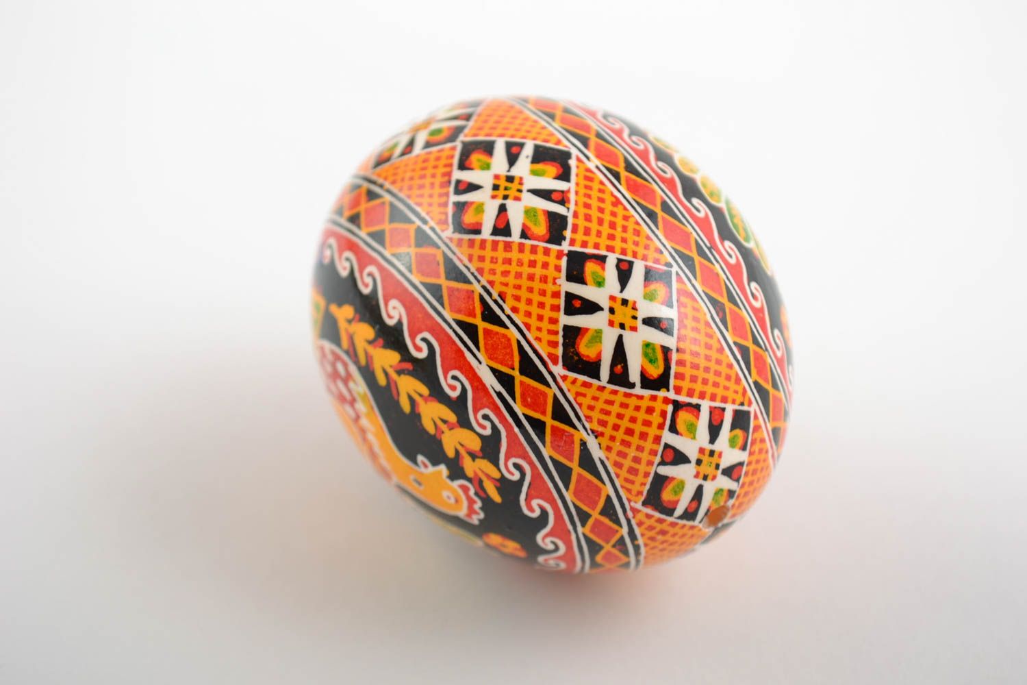 Beautiful homemade painted Easter egg with chicken drawing photo 3