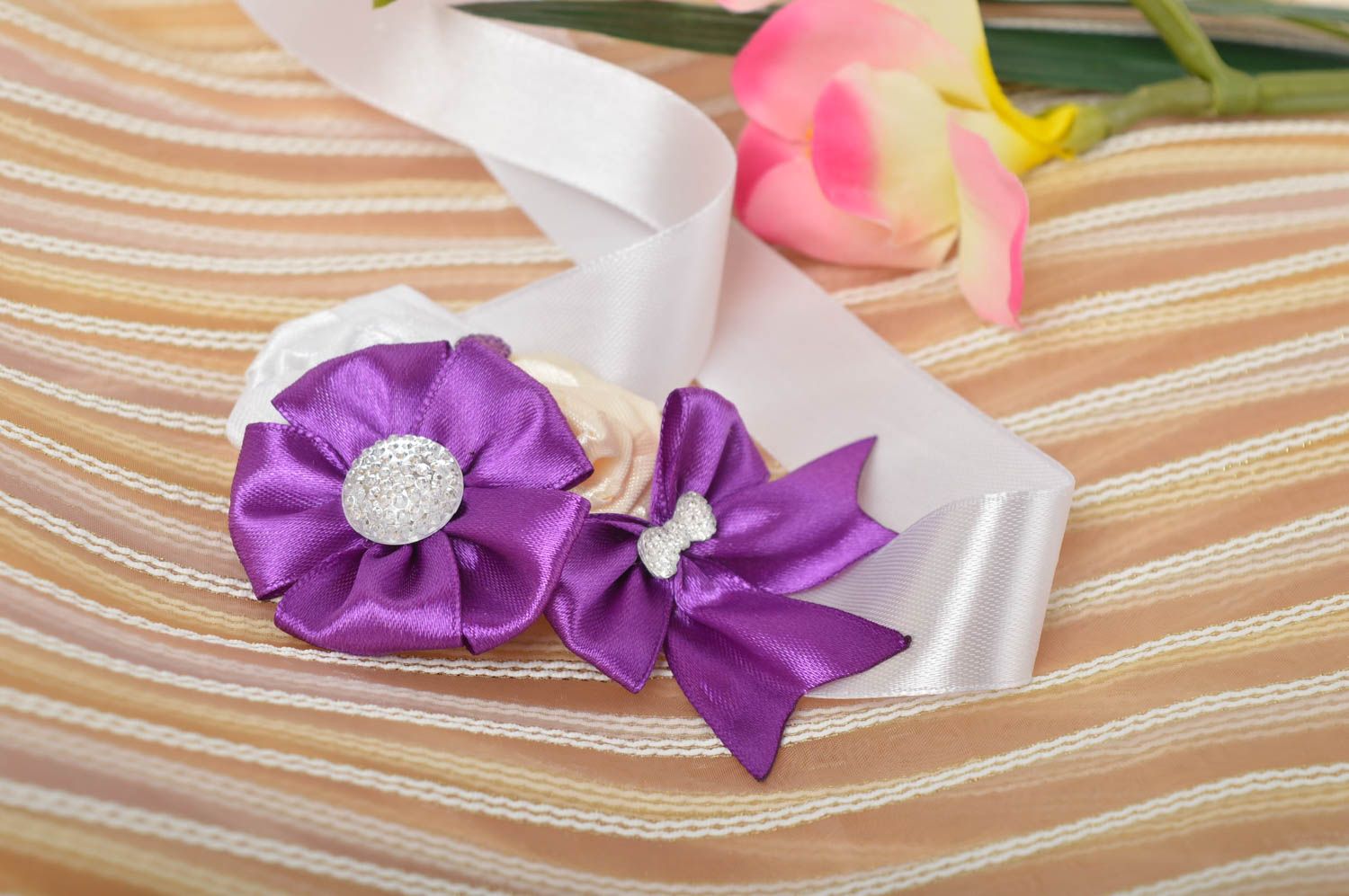 Trauzeugin Blumenarmband handmade Geschenk für Brautjungfer Hochzeit Accessoire foto 1