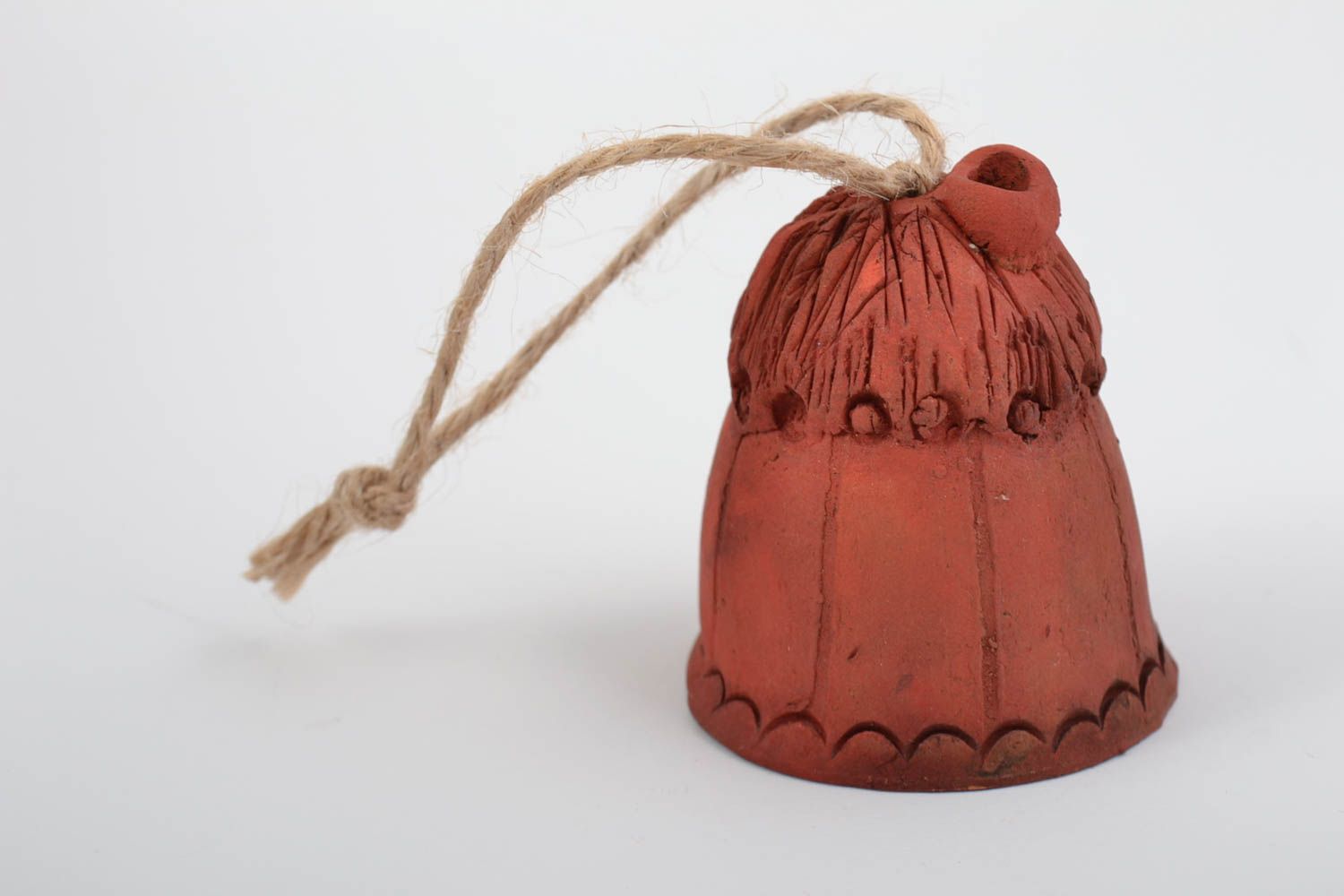 Designer ceramic bell in the form of house little handmade wall pendant photo 5