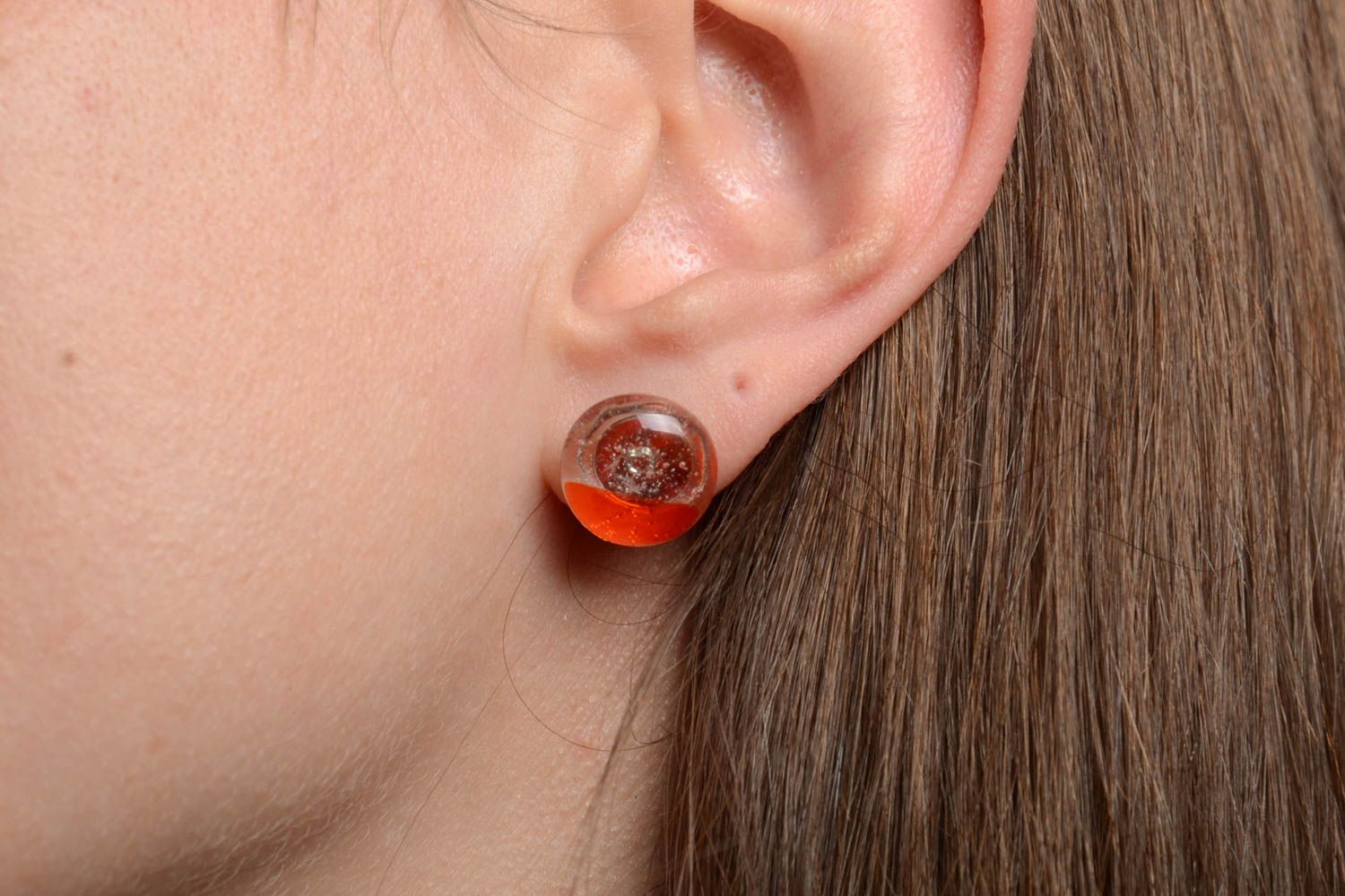 Elegant stud earrings fusing glass handmade beautiful designer summer accessory  photo 2