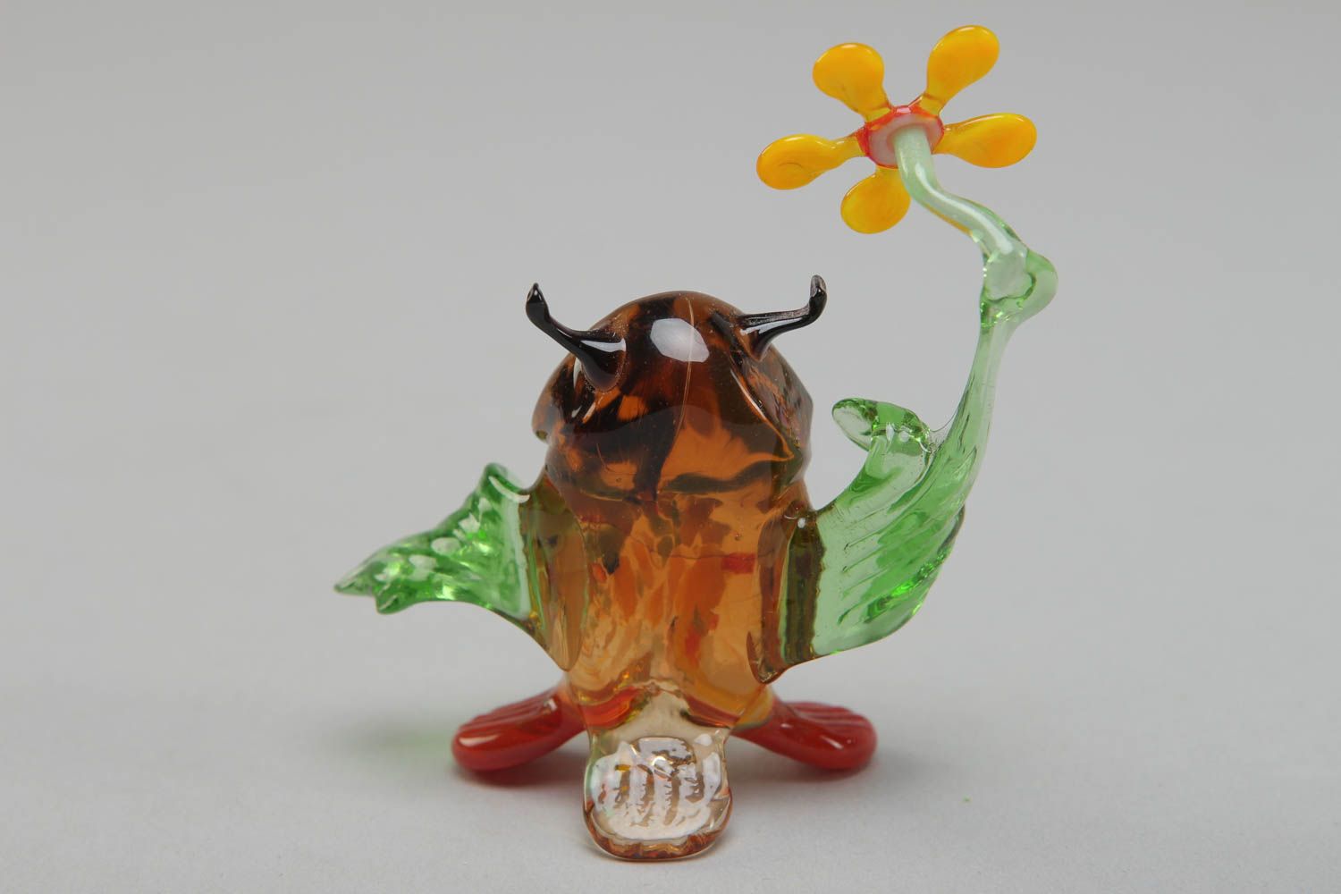 Petite figurine en verre au chalumeau Hibou décoration faite main cadeau photo 3