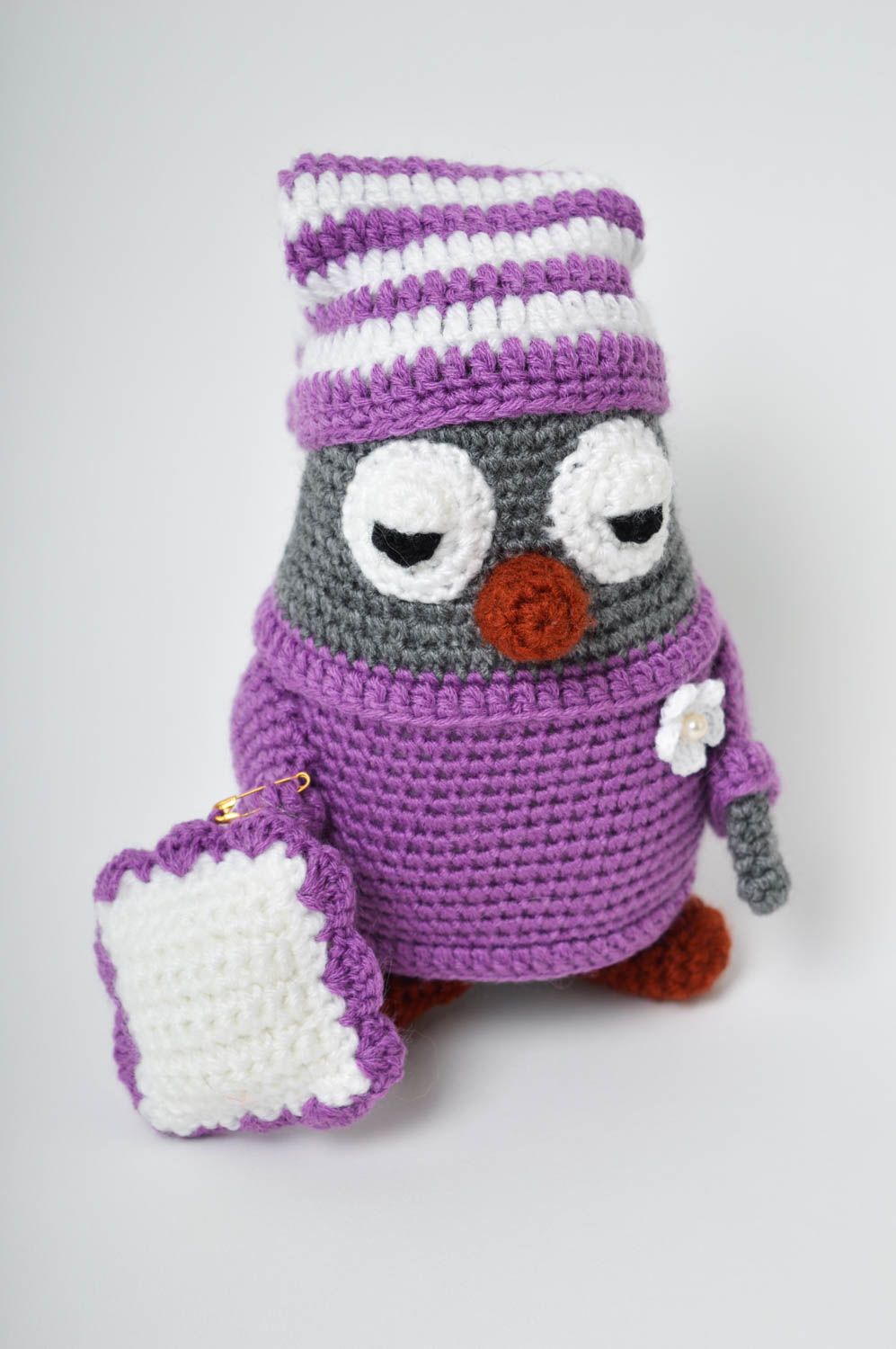 Handmade owl soft toy crocheted soft toy cute baby toy toy for kids design toy   photo 2