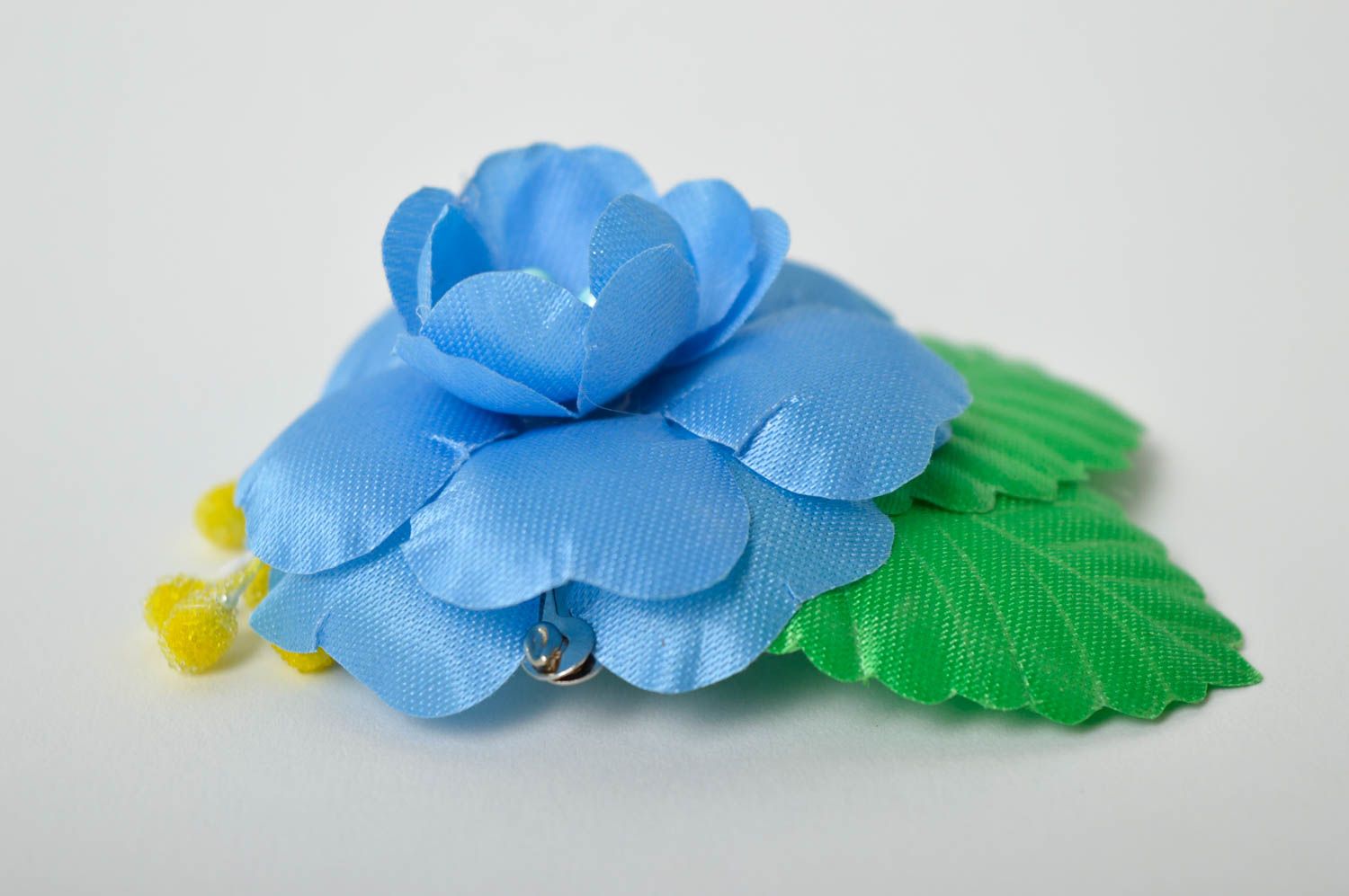 Pince cheveux fleur faite main Barrette cheveux fleur bleue Bijoux pour filles photo 3