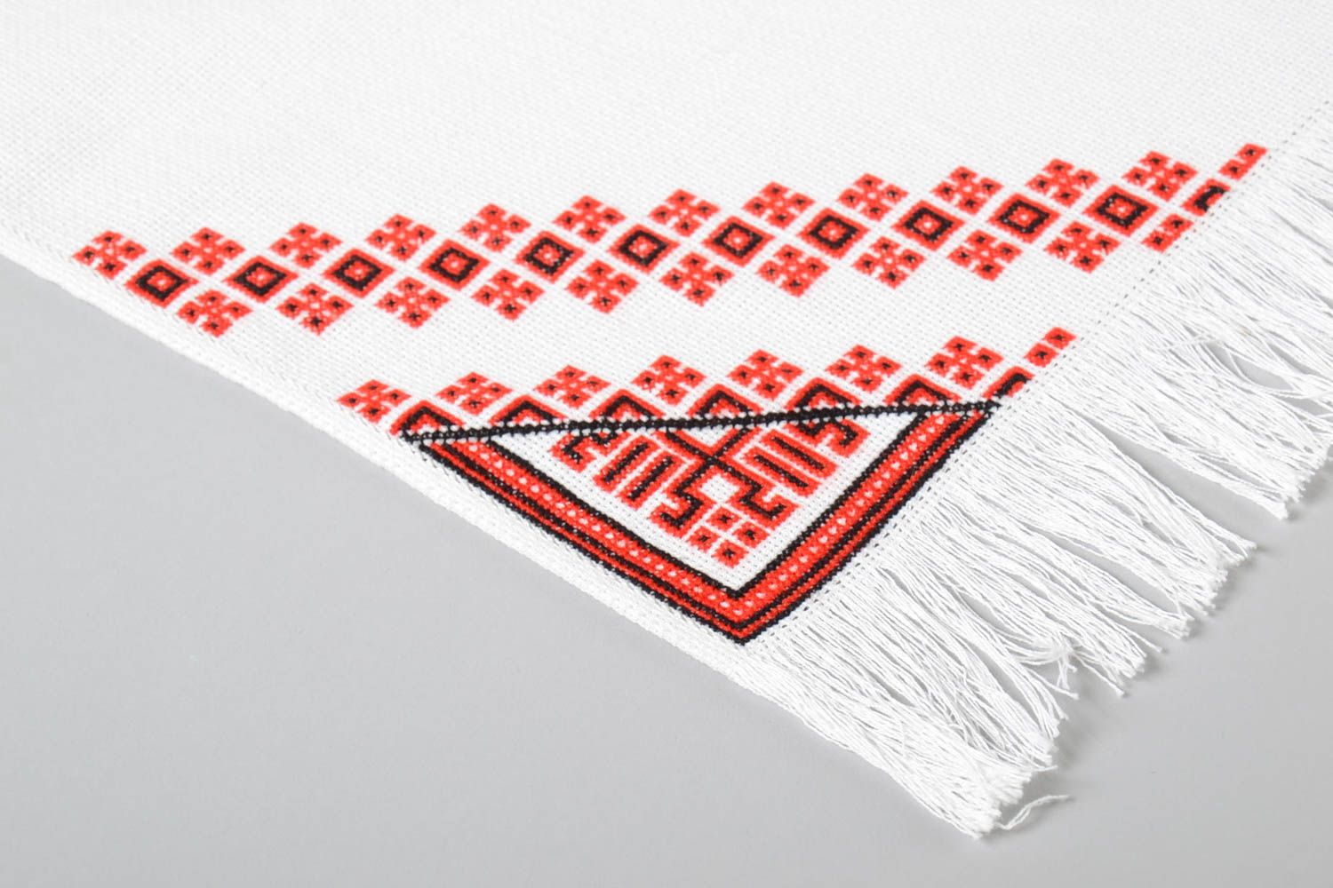 Handmade cotton towel embroidered in cross-stitch unique designer home textile photo 4