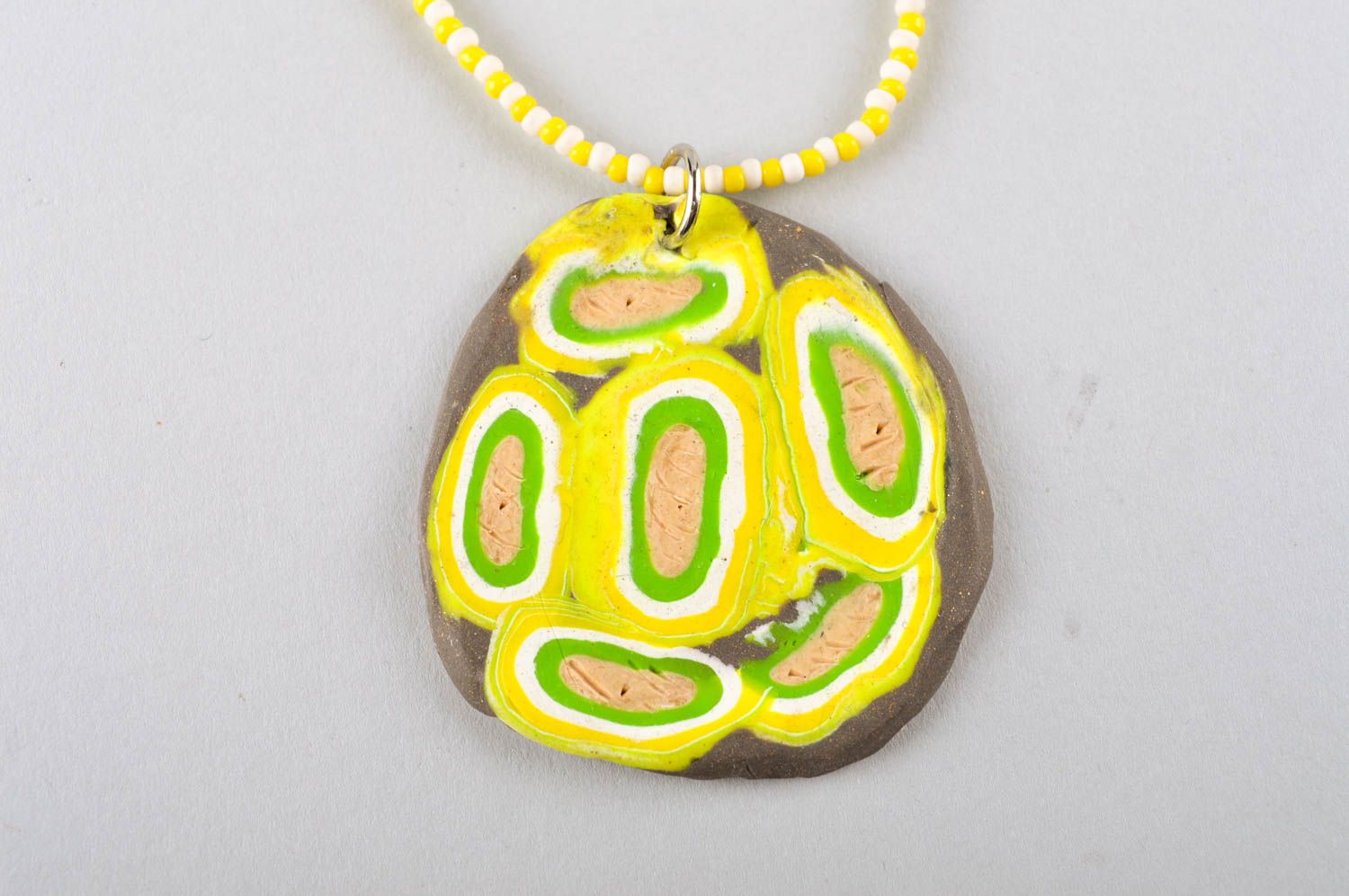 Polymer clay pendant necklace handcrafted jewelry designer necklace gift for her photo 3