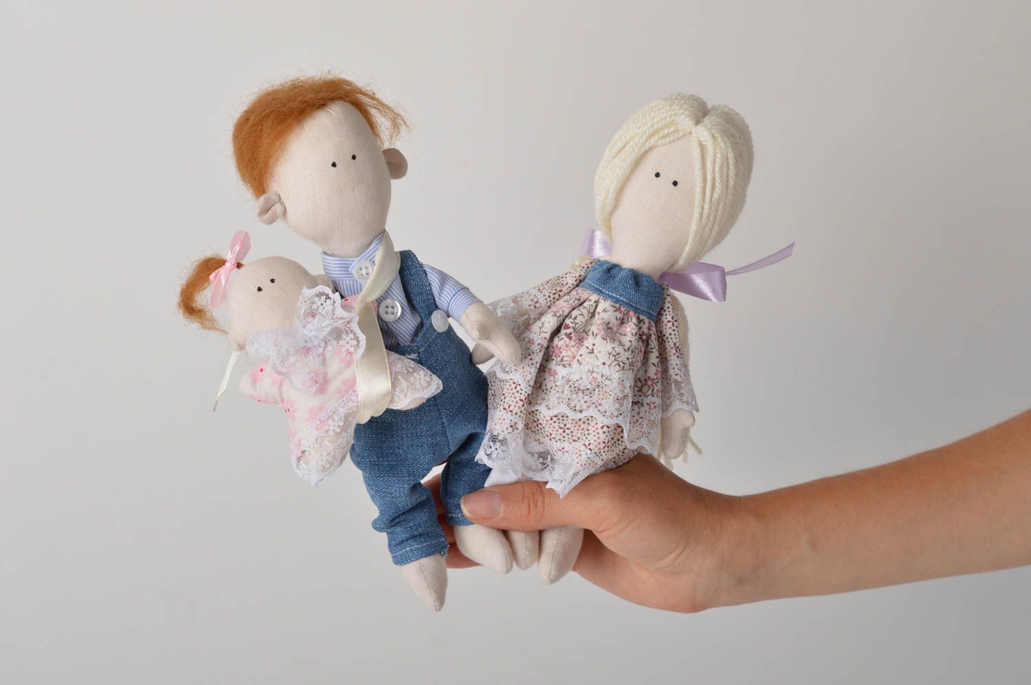 Puppen Set Handmade Geschenkideen für Kind Haus Dekoration Deko Puppen Familie foto 5