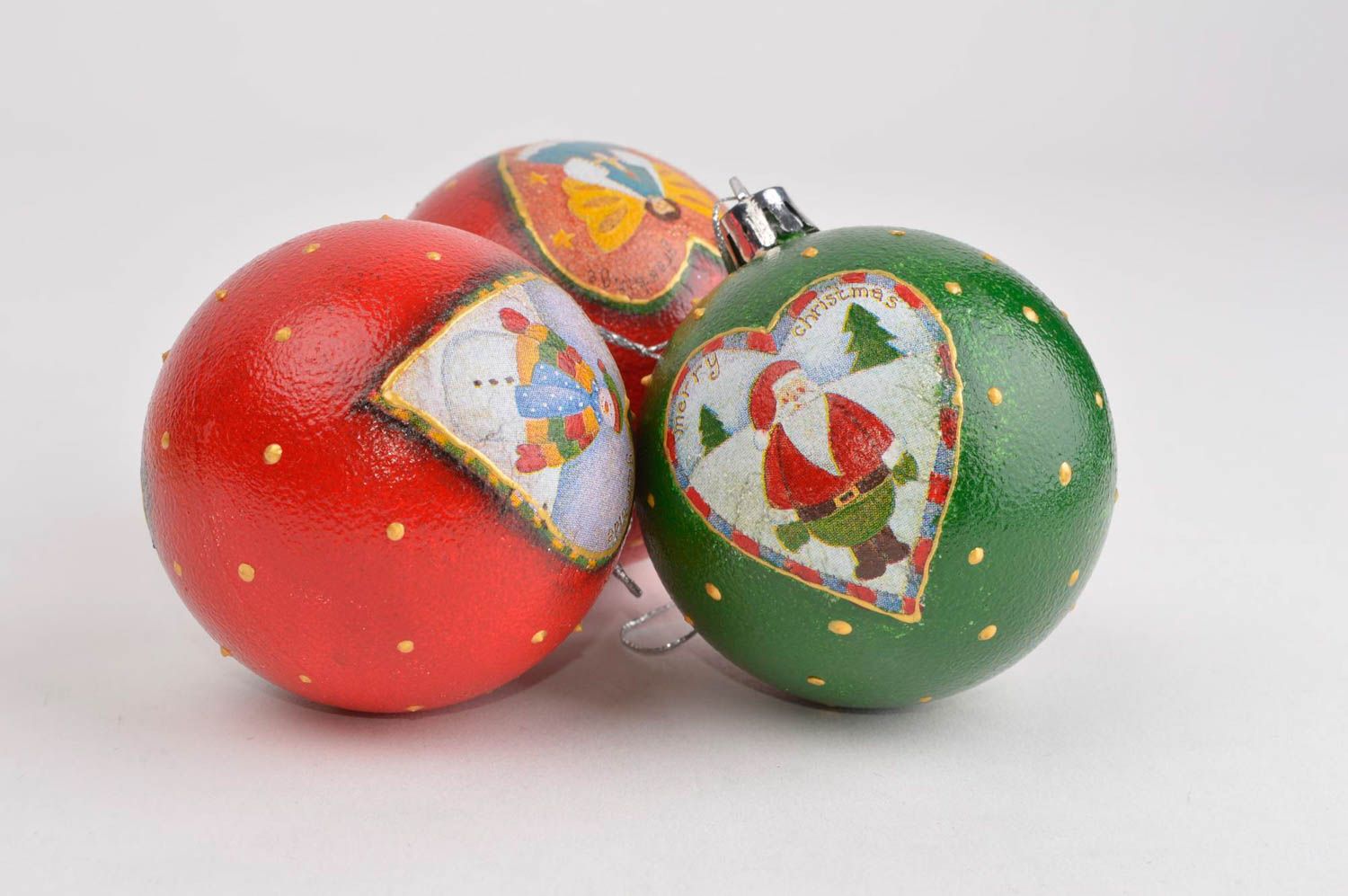 Bolas de Navidad artesanales adornos navideños juego de 3 objetos de decoración foto 2