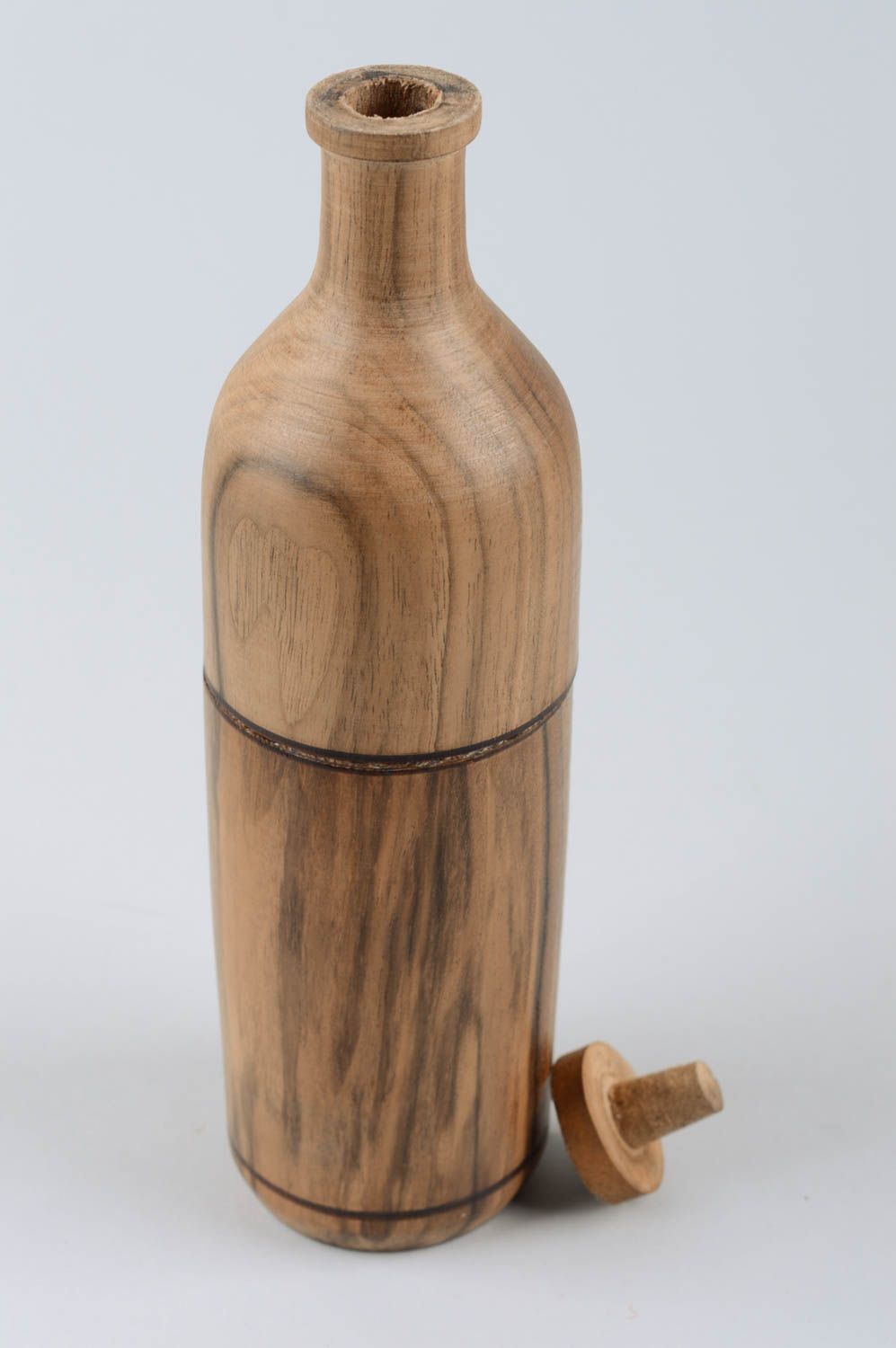 Wooden handmade bottle in walnut color for home décor 0,5 lb photo 2