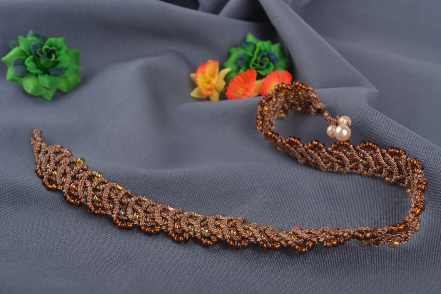 Handmade Schmuck Collier Makramee Halskette Accessoire für Frauen fein foto 1