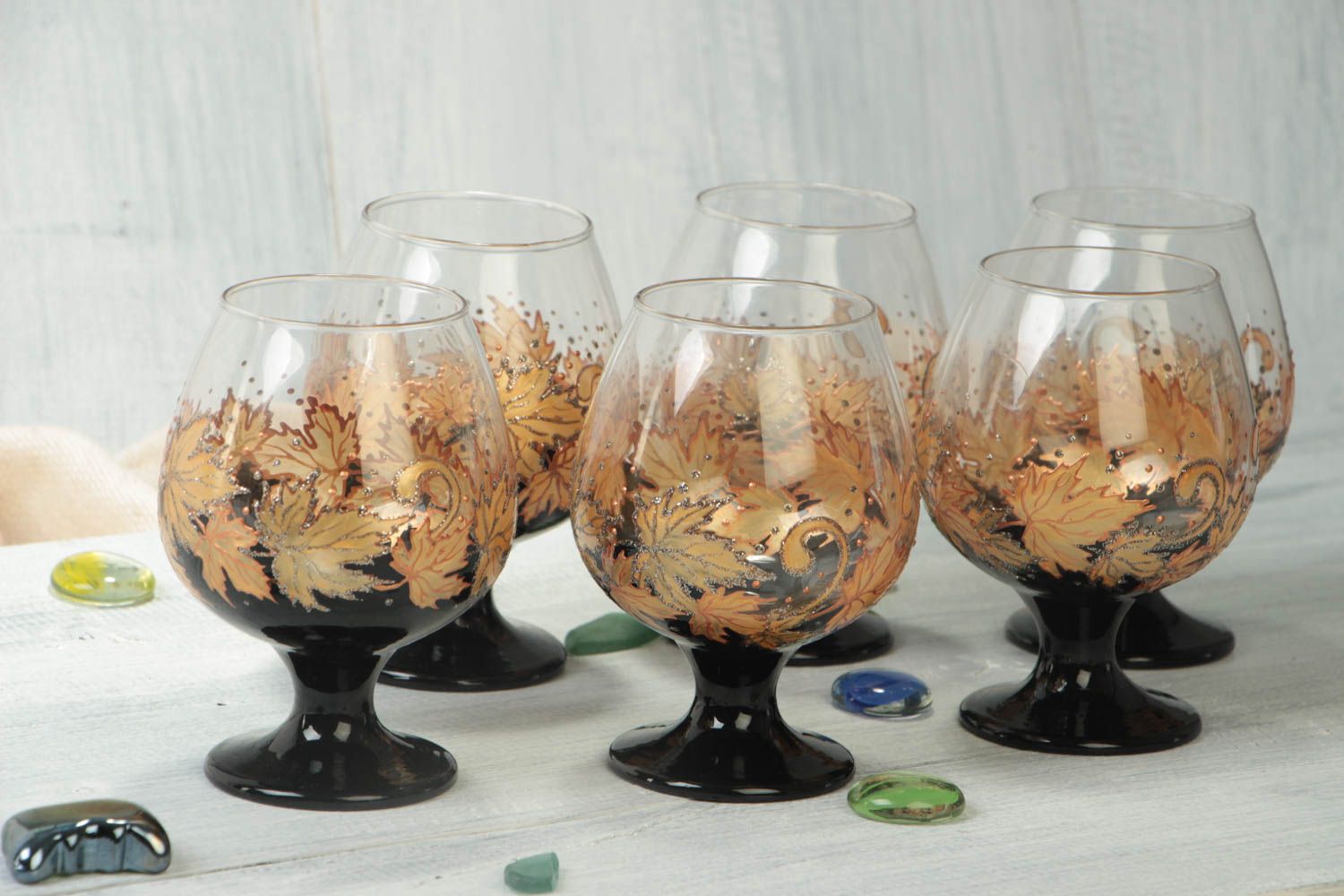 Copas decoradas hechas a mano de cristal vajilla original copas para coñac foto 2