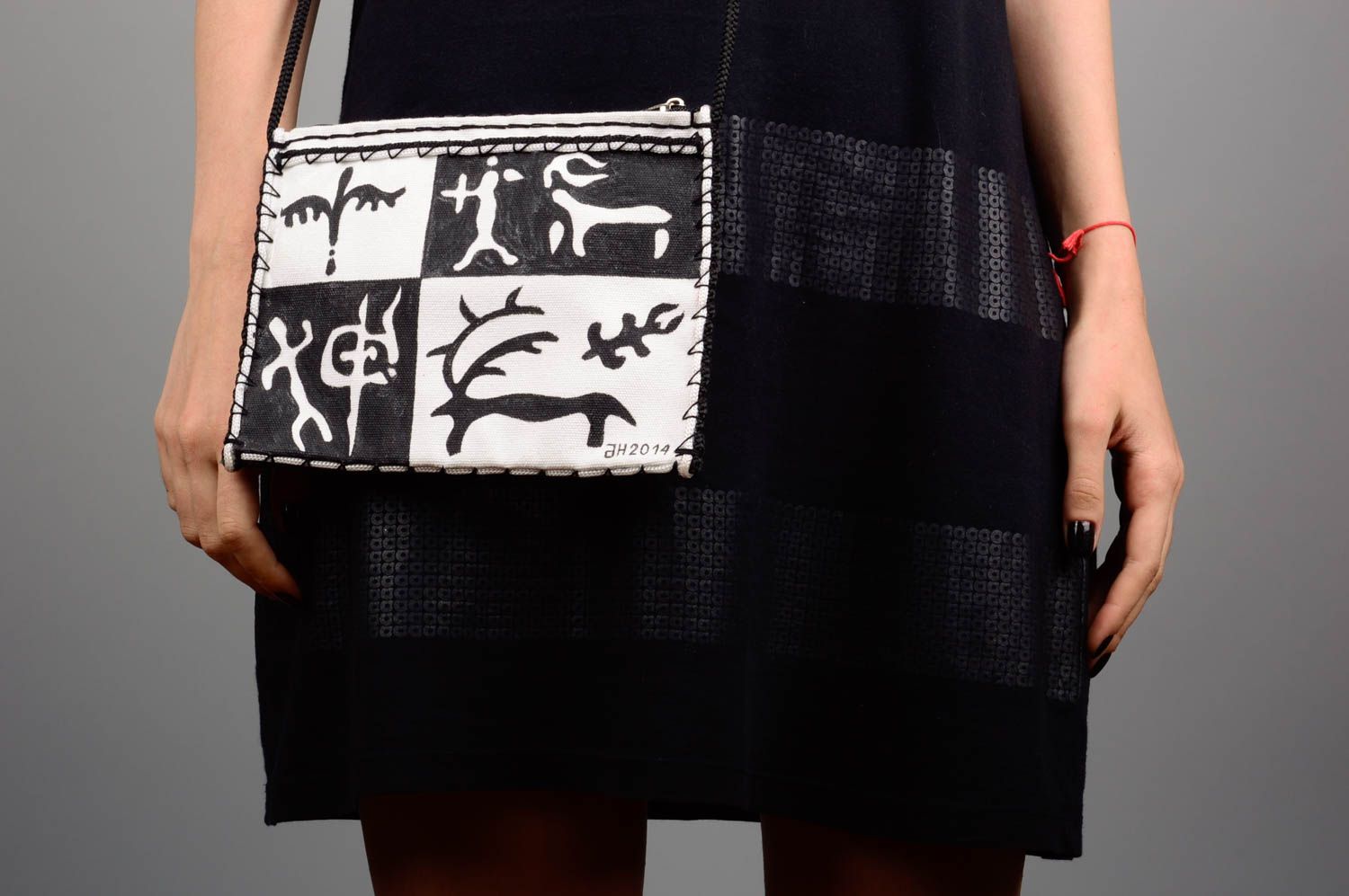 Damen Schultertasche aus Textil originell handmade Accessoire Felsbilder  foto 2