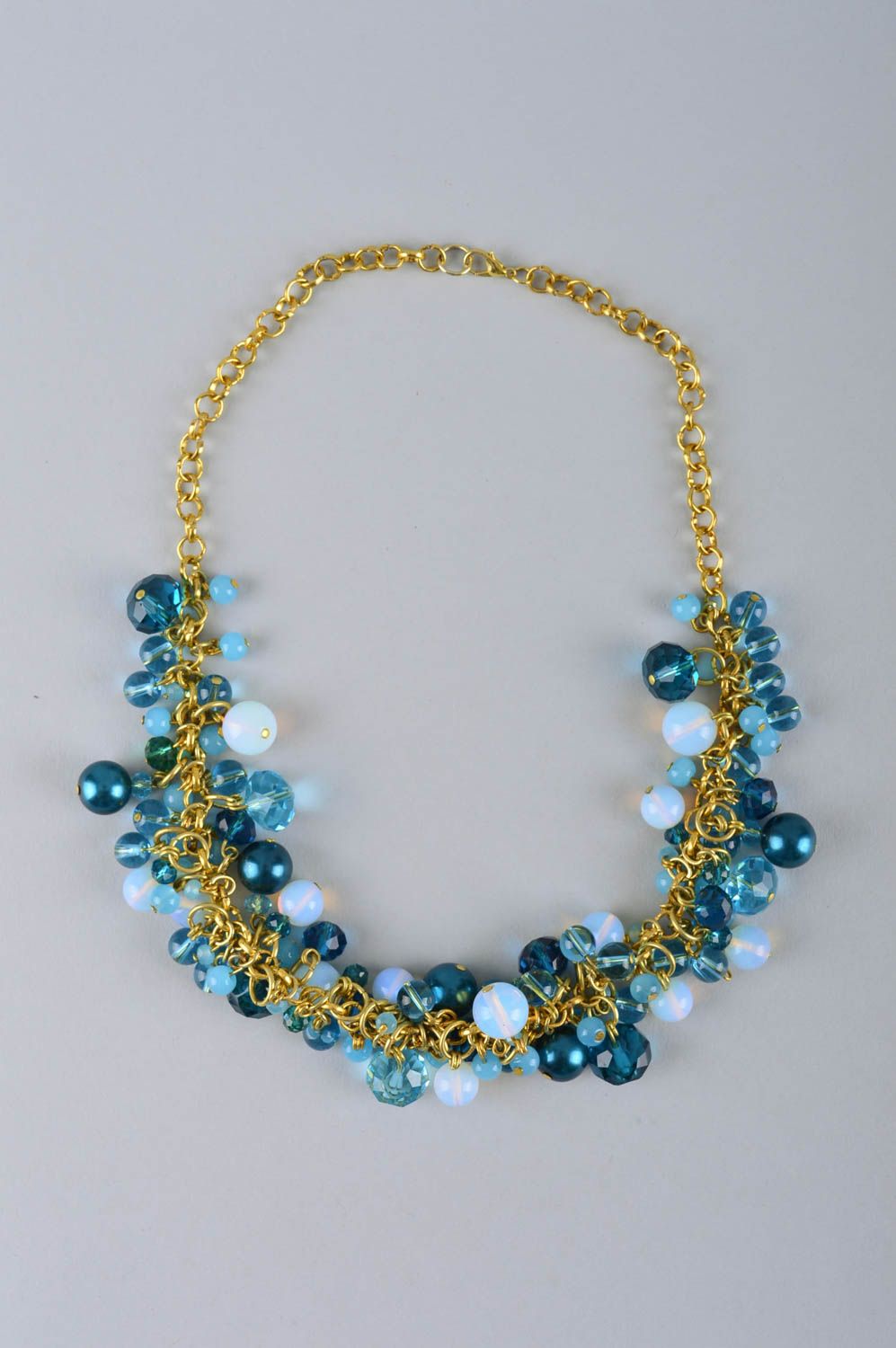 Parure collier bracelet Bijoux faits main bleus avec pierre de Lune Cadeau femme photo 3