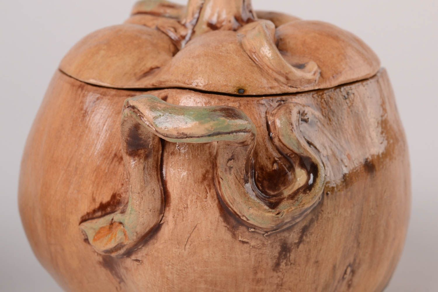Ton Teekanne Keramik Vorratsdose für Zucker handmade Öko Geschirr Küchen Deko  foto 4