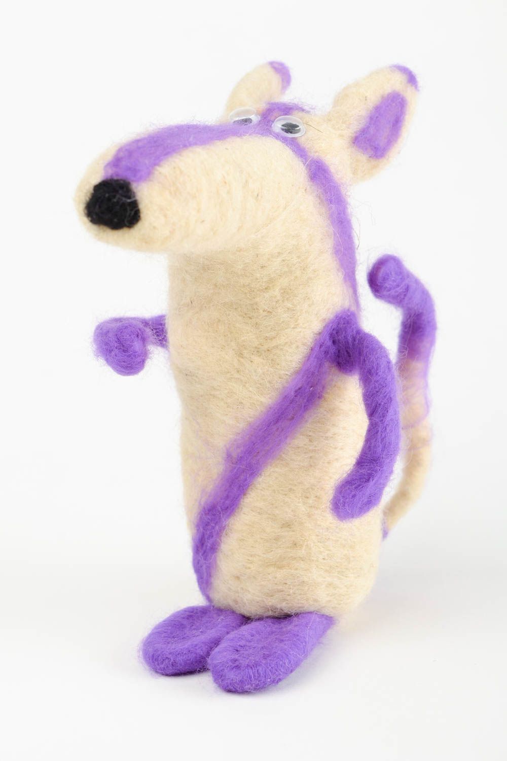Мягкая игрушка ручной работы валяная игрушка фиолетовый койот игрушка из шерсти фото 4