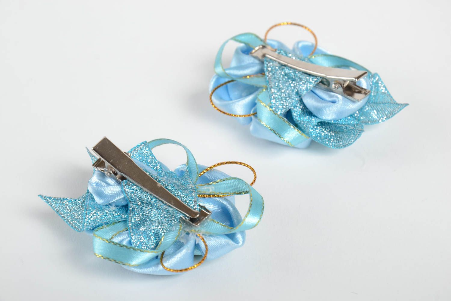 Handmade Haarspangen Set Damen Modeschmuck Geschenk für Mädchen 2 Stück blau foto 3