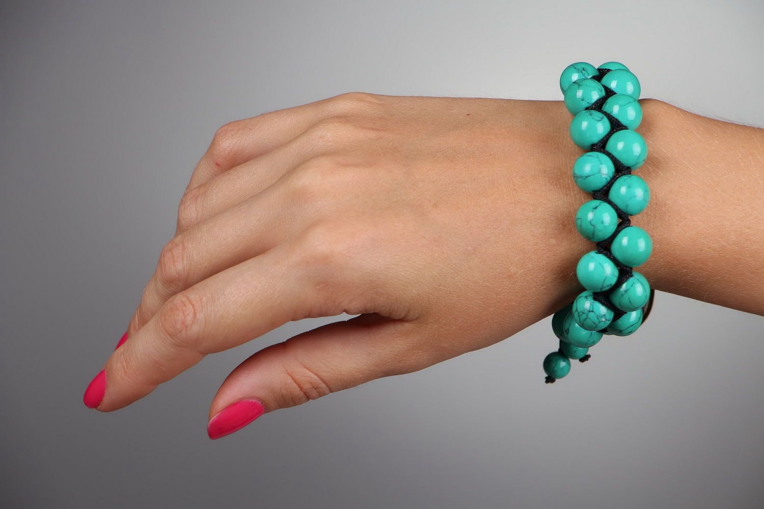 Double bracelet made of turquoise photo 5