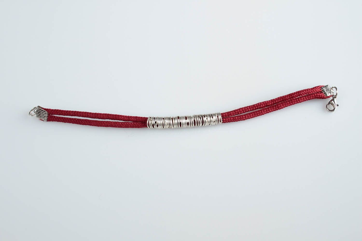 Handmade red textile bracelet unusual designer bracelet feminine jewelry photo 6