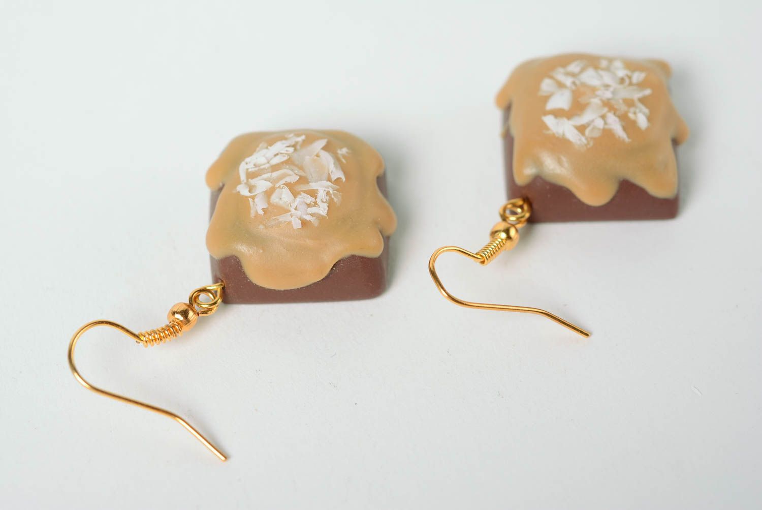 Beautiful handmade polymer clay earrings with confectionery charms photo 4