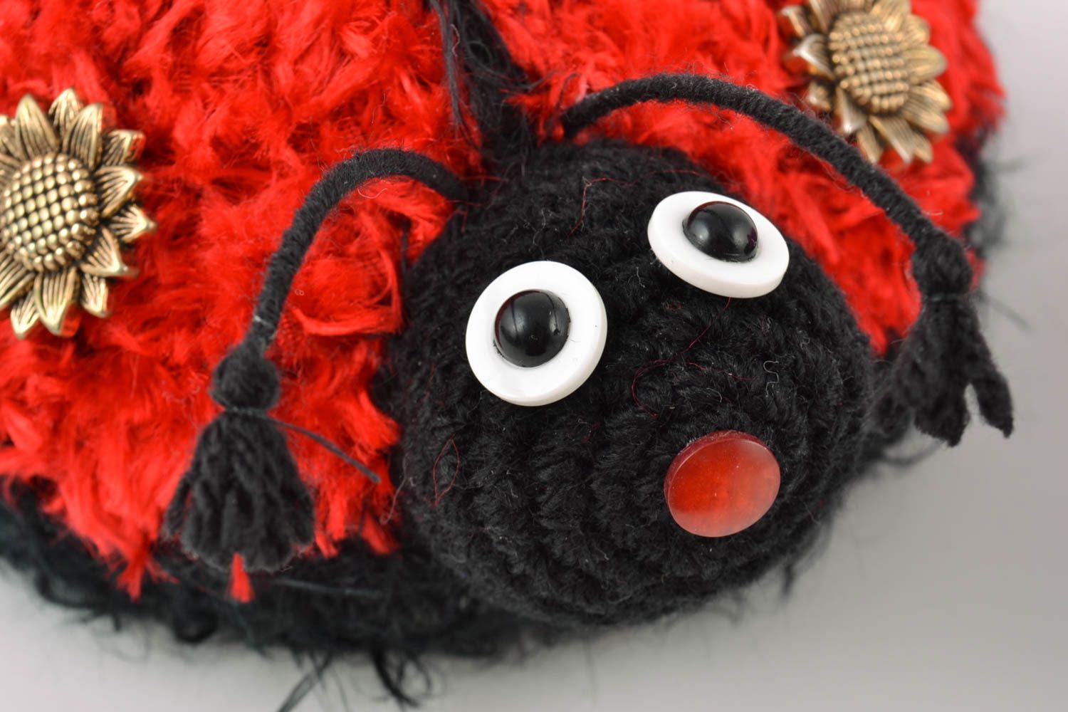 Set of handmade soft crochet amigurumi toys 3 pieces Ladybugs photo 4