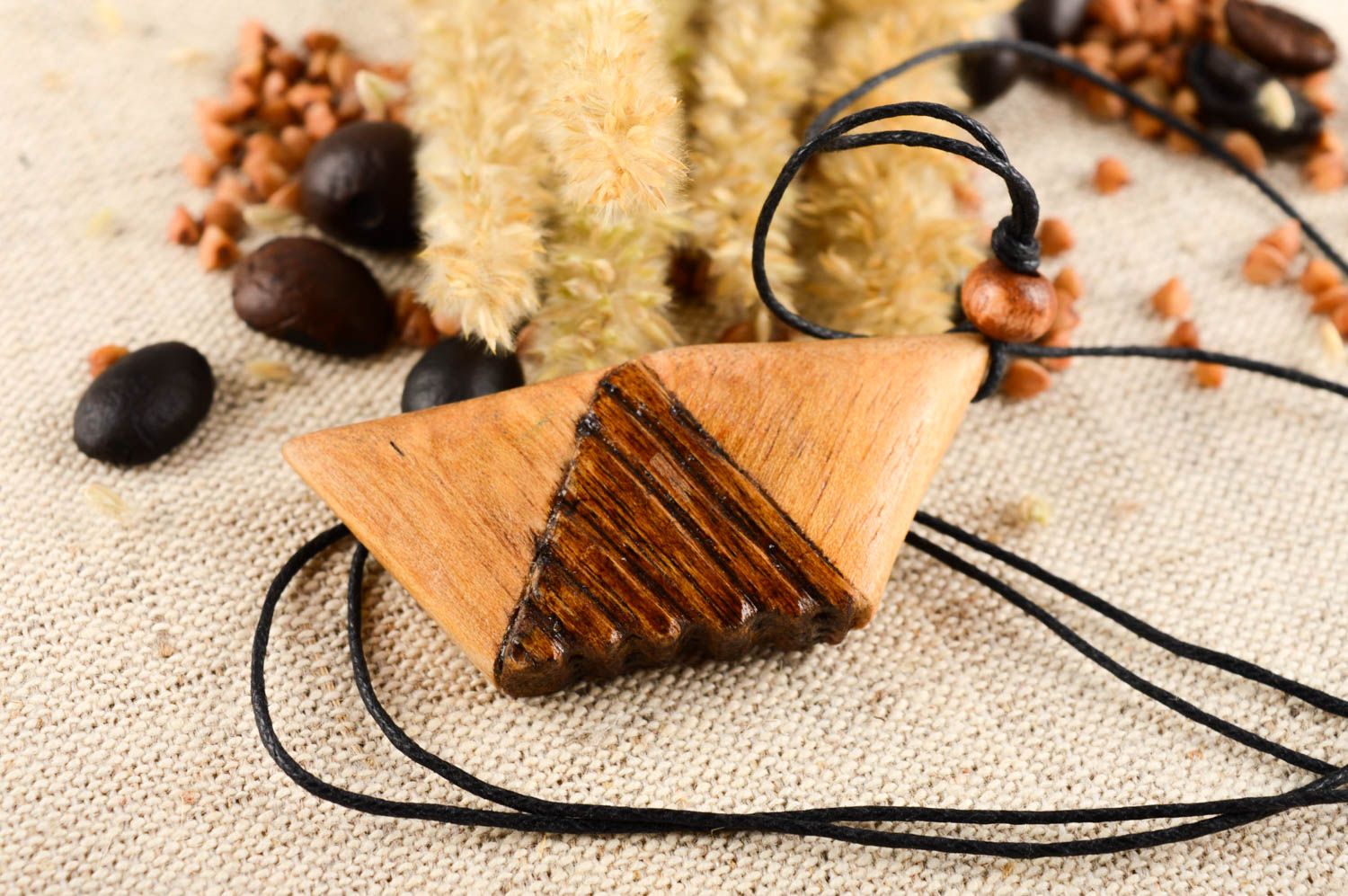Stylish handmade wooden pendant artisan jewelry designs wood craft gifts for her photo 1