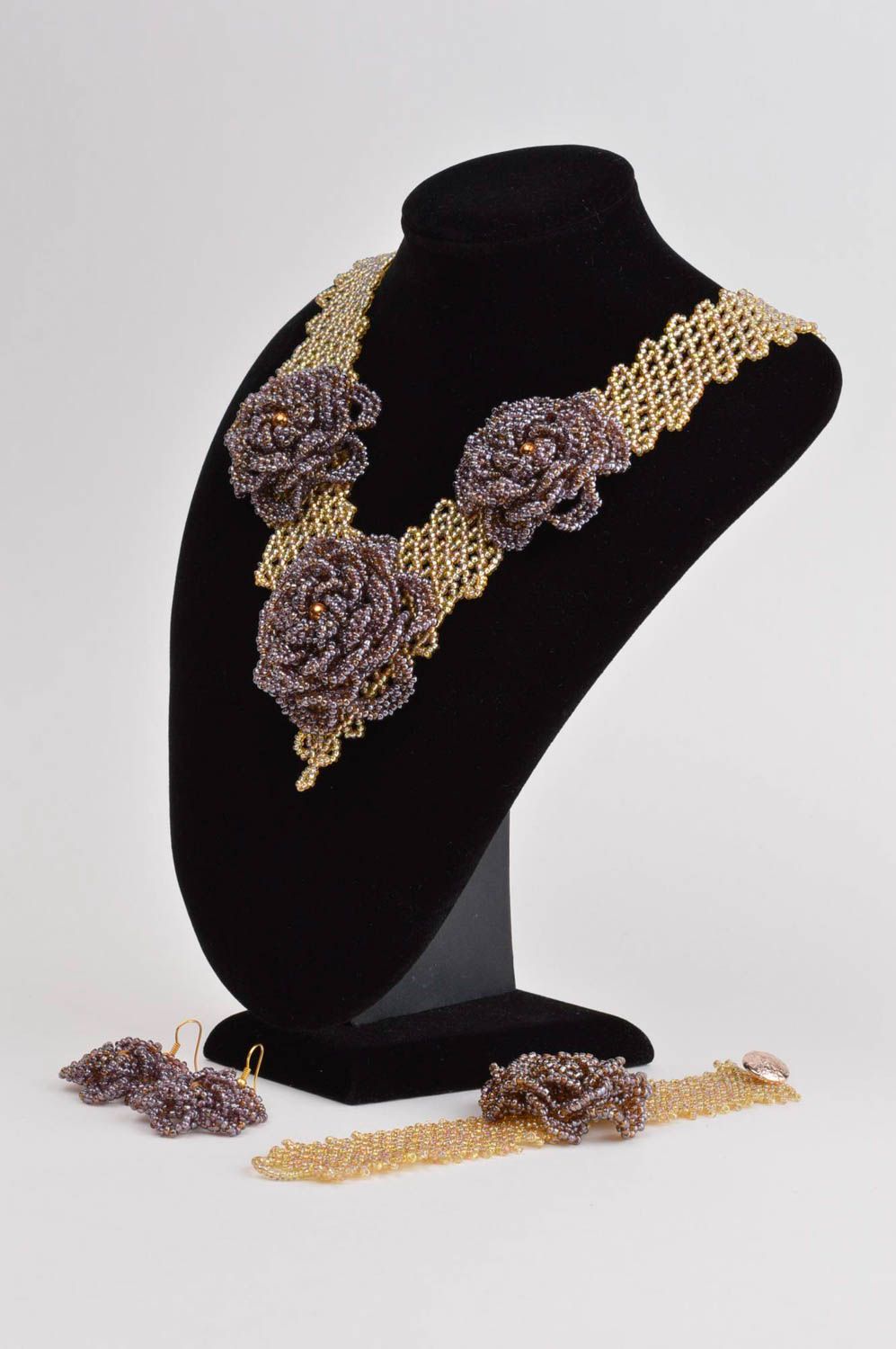 Beautiful handmade necklace designer beaded bracelet stylish earrings nice gift photo 1