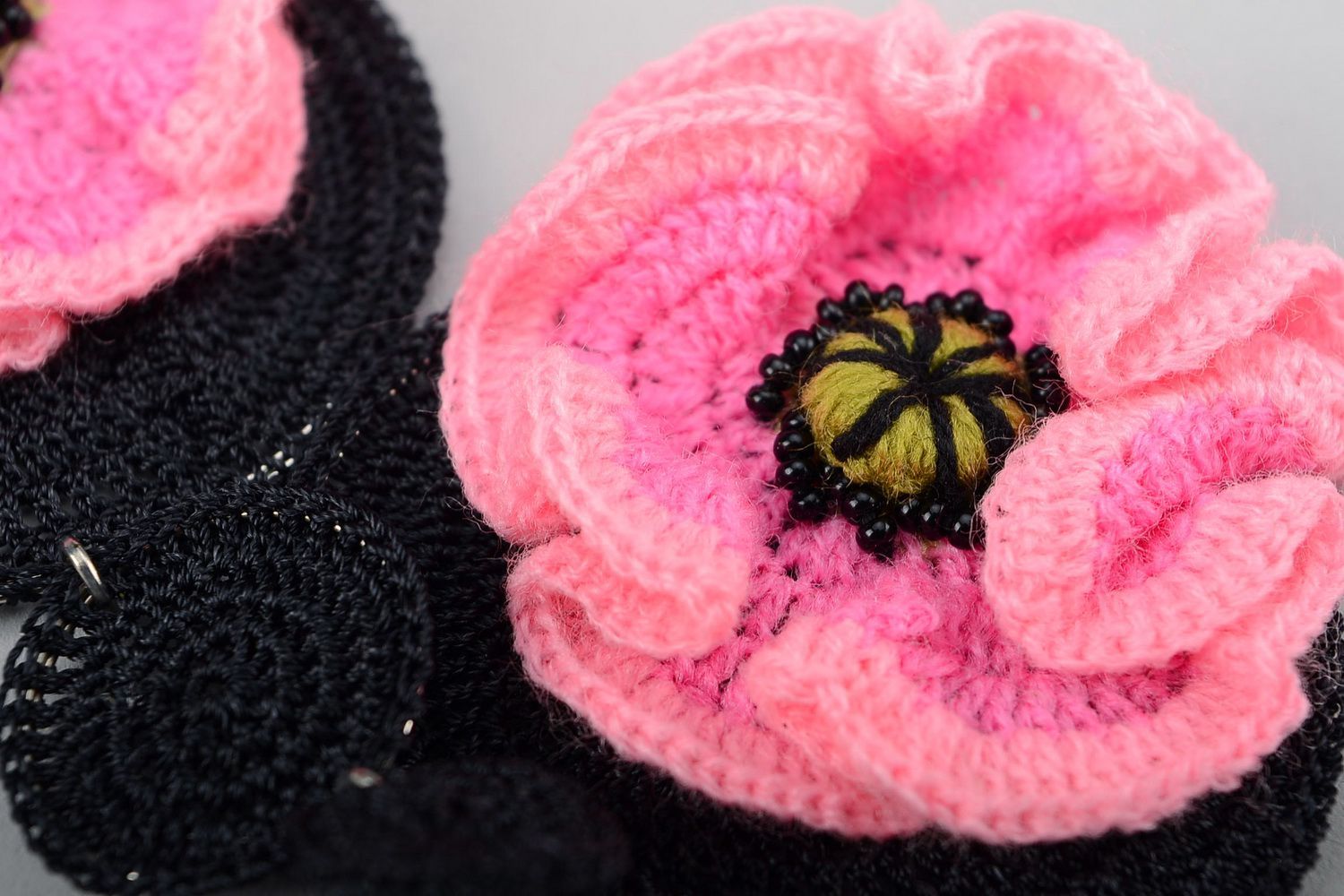 Crocheted earrings with flower photo 3