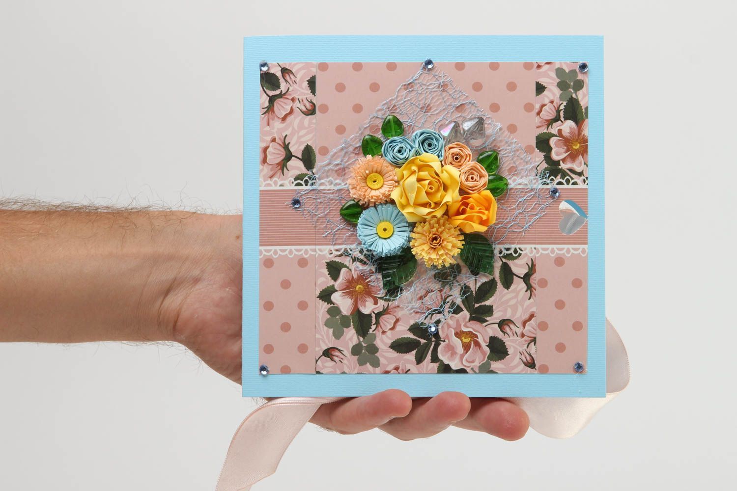 Handmade Grußkarten Papier Scrapbook Karten schöne Grußkarten bunt mit Blume foto 5