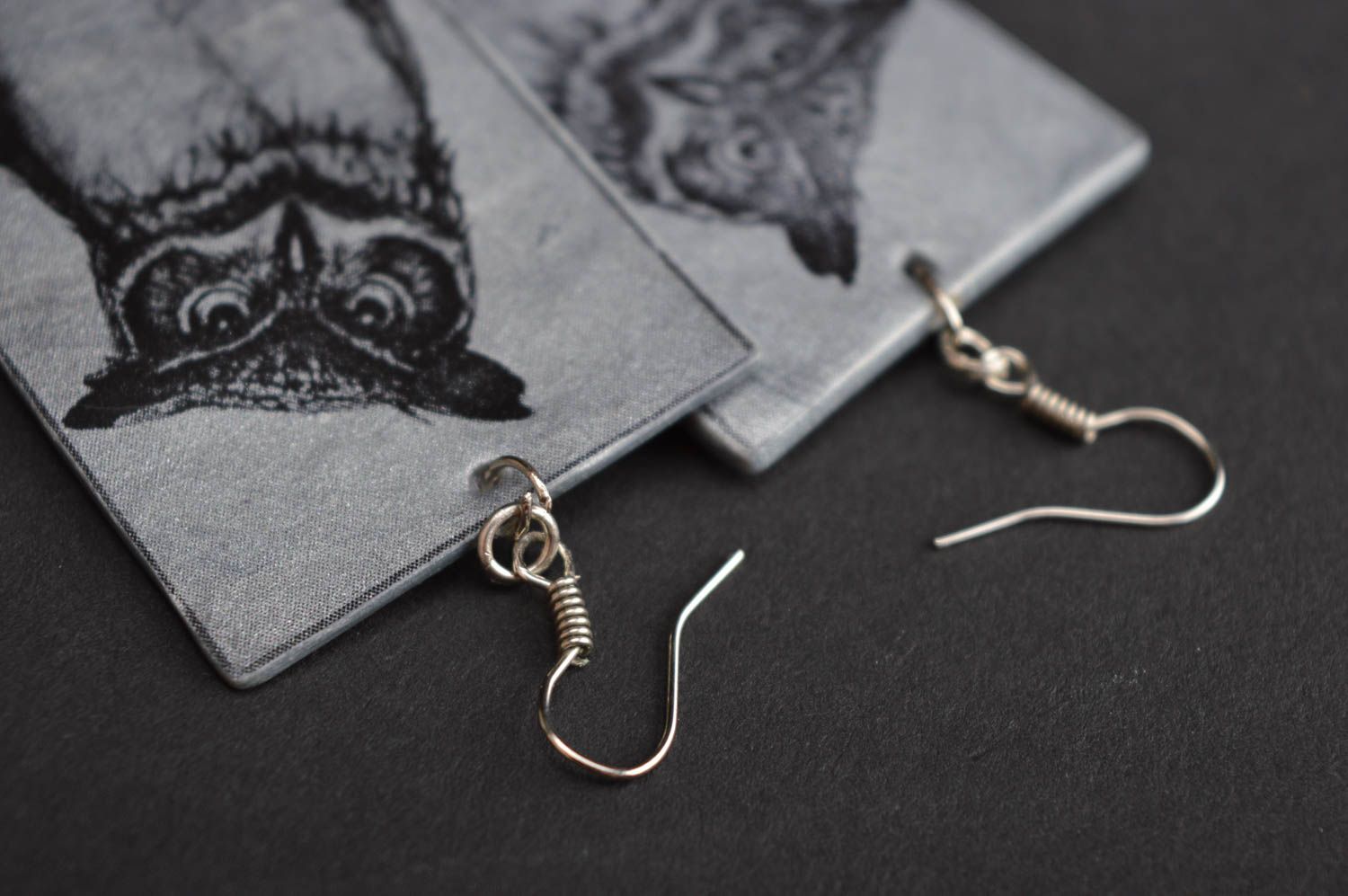 Необычные сережки ручной работы украшение с совой красивые серьги бижутерия  фото 3