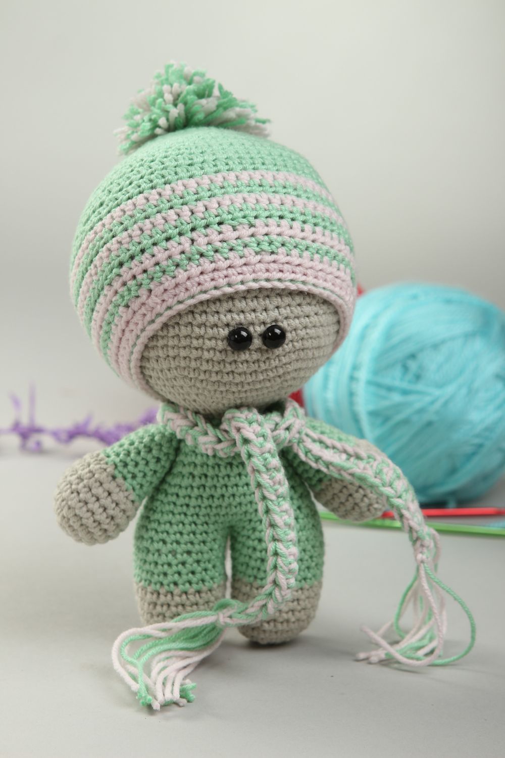 Handmade soft rag doll crocheted doll toy small design soft toy toy for baby  photo 1