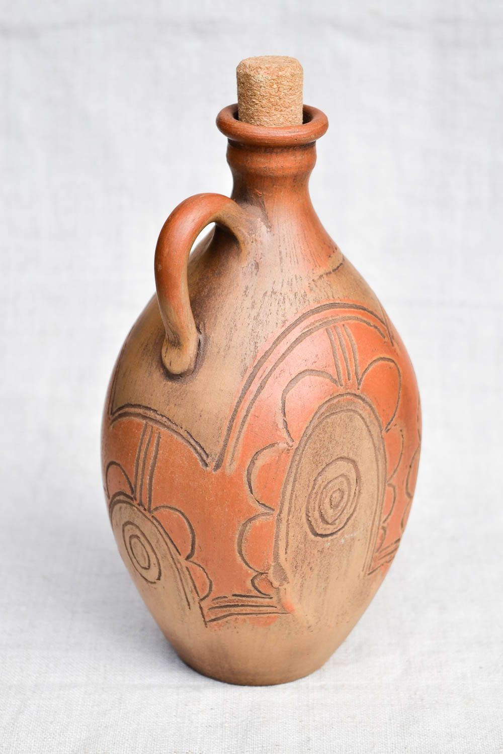 Handmade schöner Krug aus Ton Keramik Flasche Öko Geschirr Wein Krug mit Korken foto 5