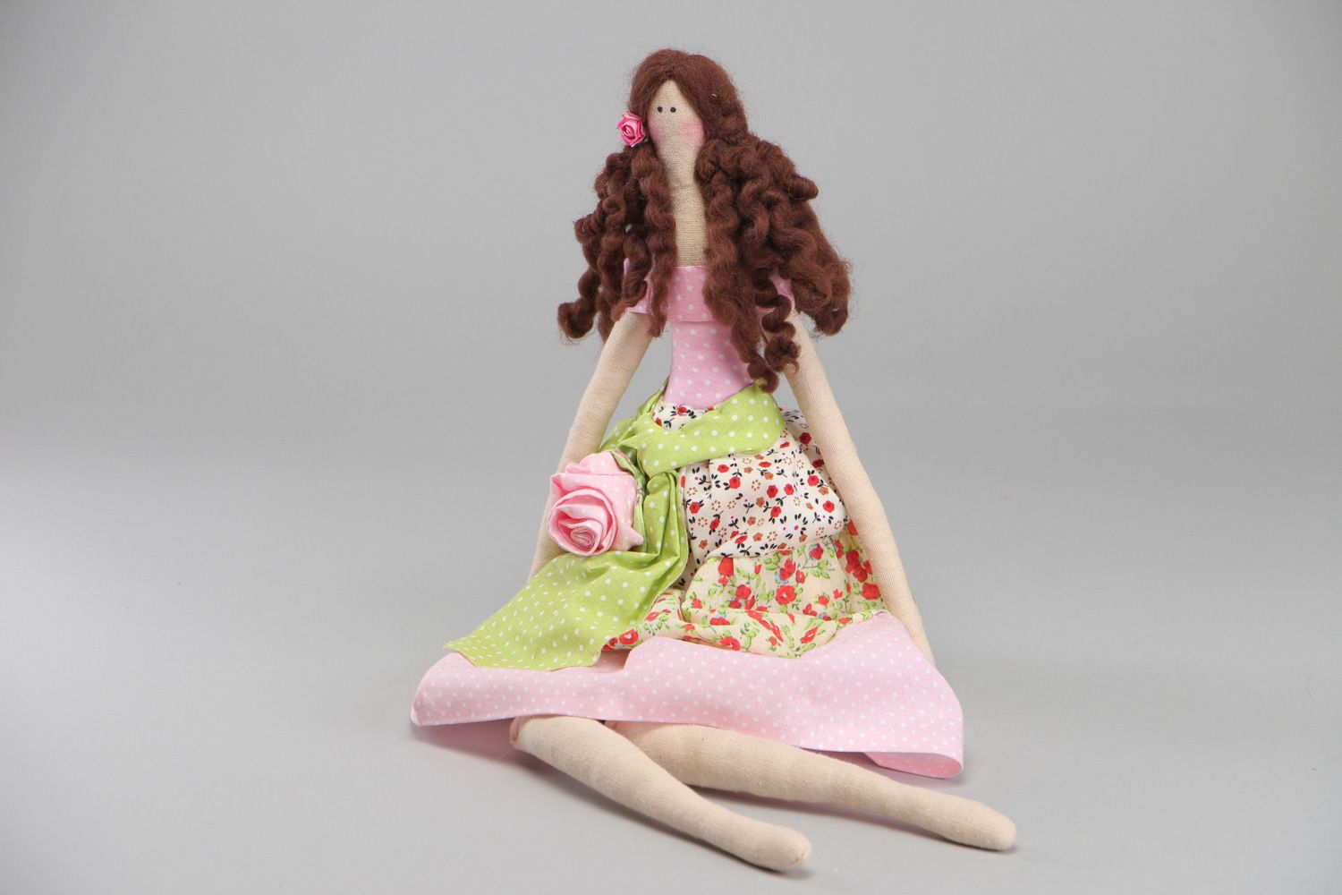 Homemade designer fabric soft doll Pink Angel photo 1
