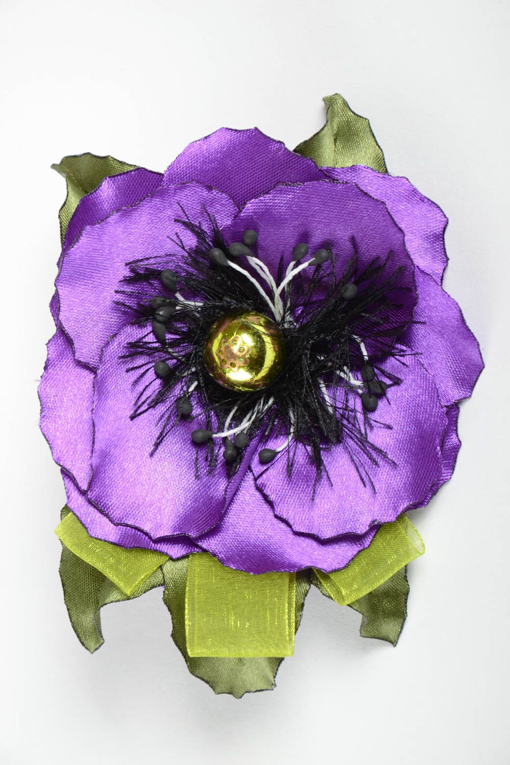 Повязка с цветком на голову фиолетовая красивая необычная женская ручной работы фото 2