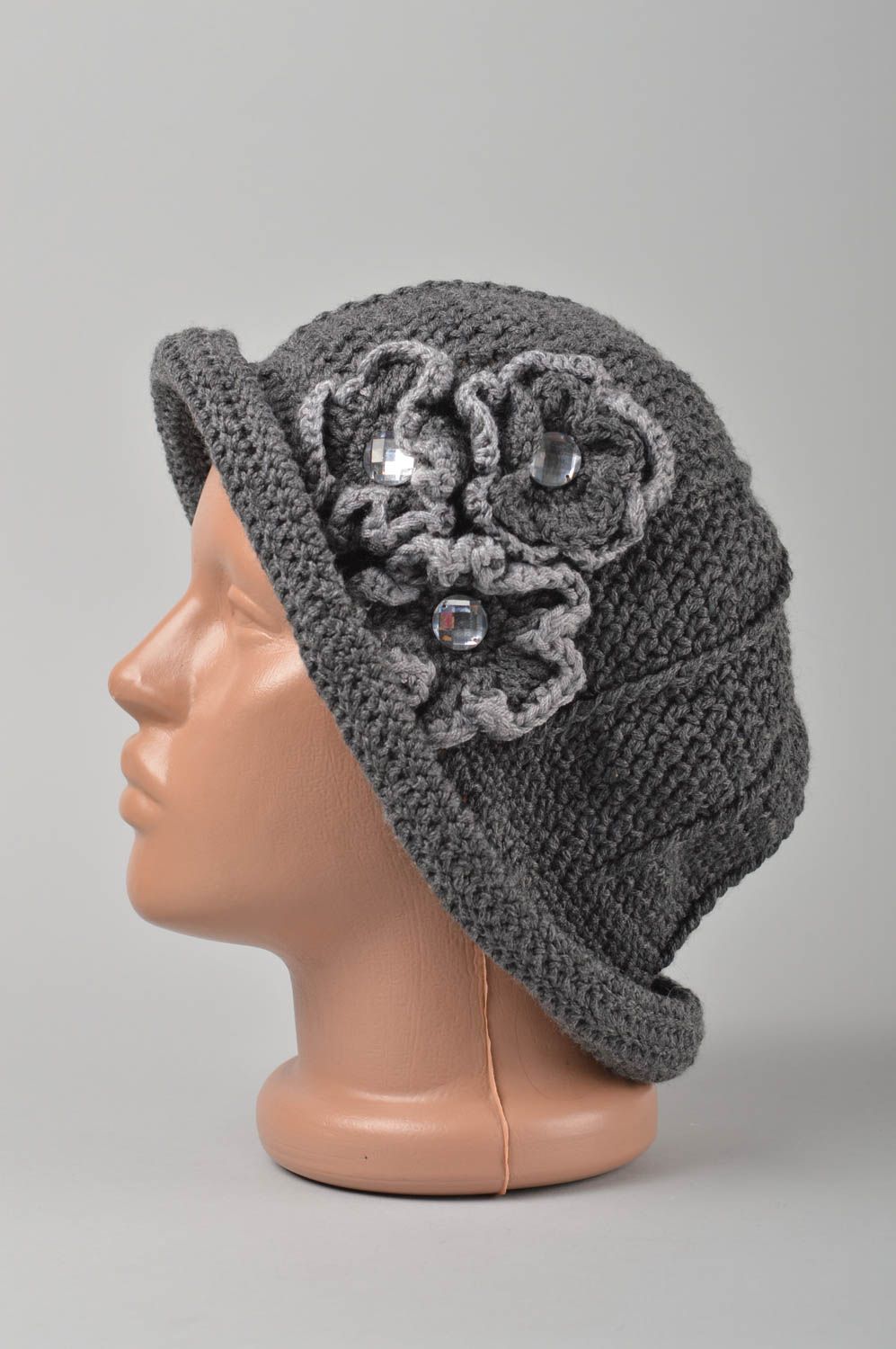 Handmade hat crocheted hat designer hat for women beaded hat gift ideas photo 5