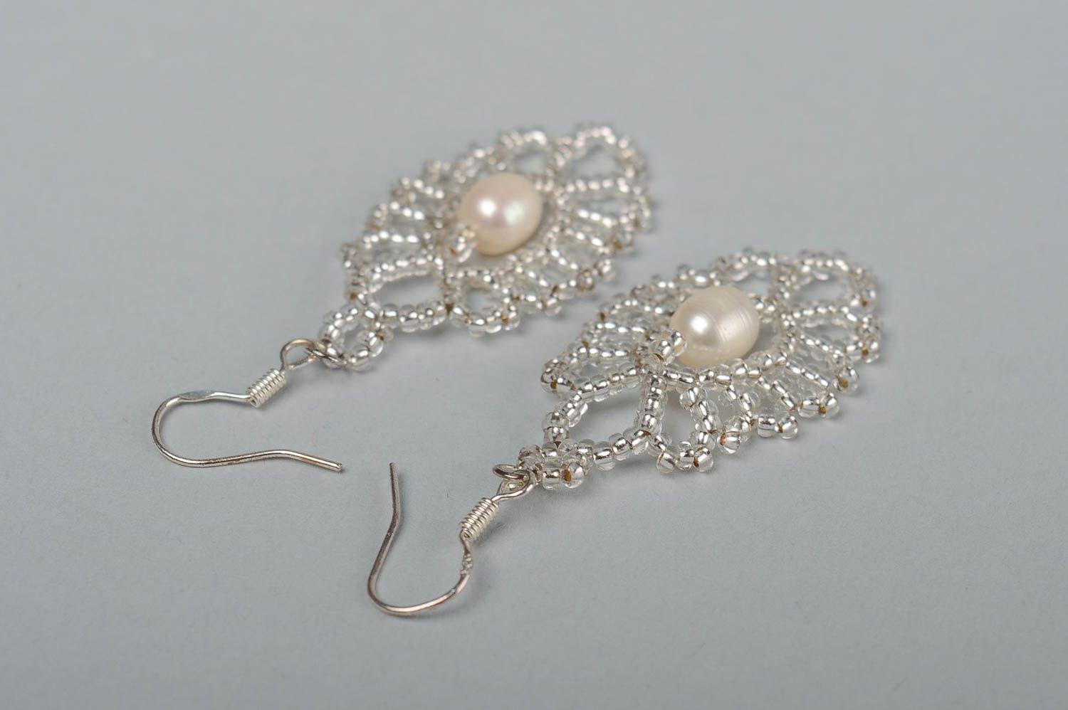 Long earrings with freshwater pearl handmade beaded earrings fashion accessories photo 4