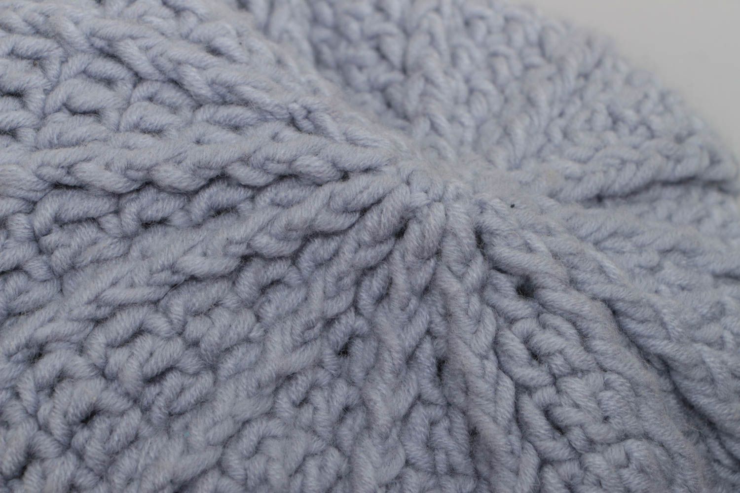 Stylish gray handmade crochet women's beret beautiful headwear photo 3