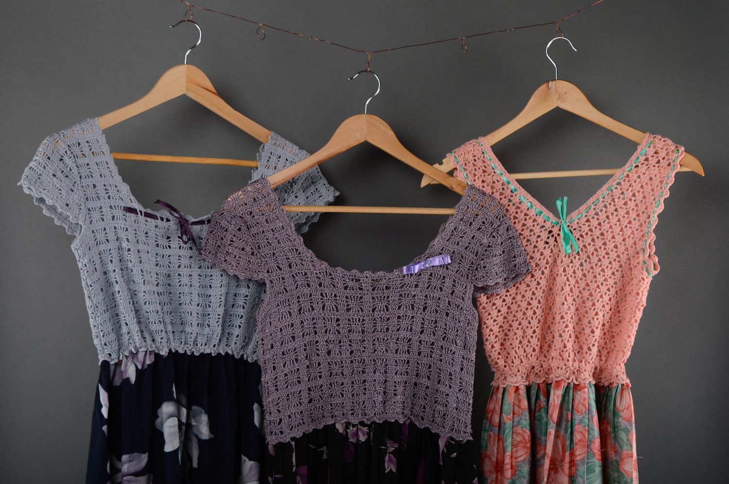 Long crochet dress of violet color photo 5
