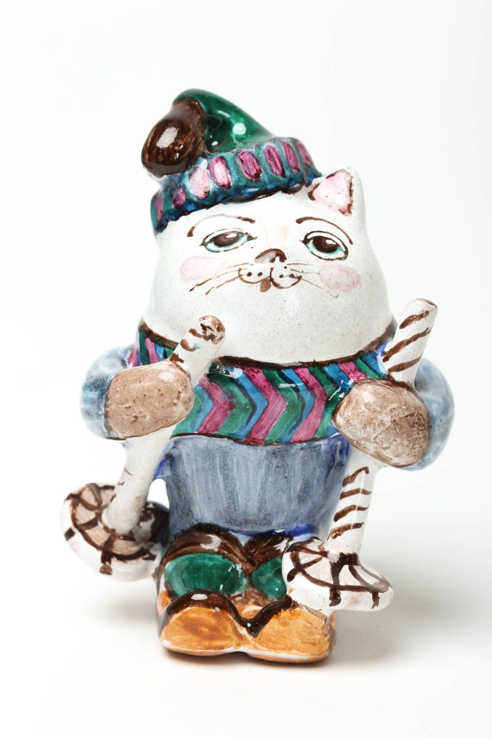 Figura de gato con esquí figura artesanal decoración de interior regalo original foto 2