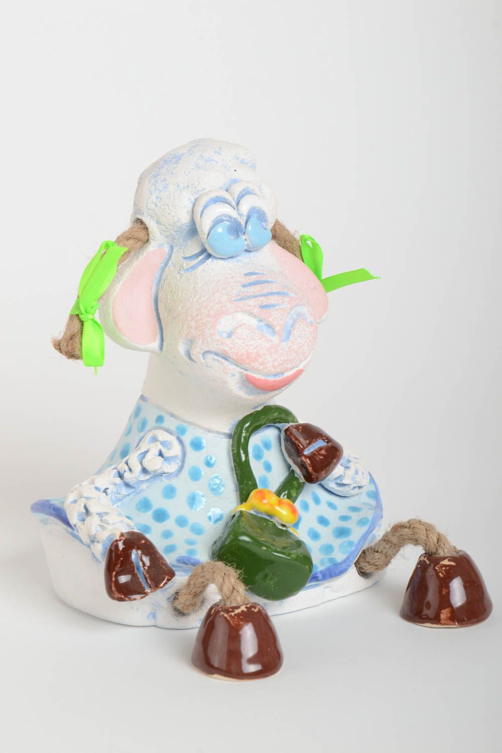 Handgemachte Keramik lustige Sparbüchse Spardose Schaf Geschenkidee für Kinder foto 2