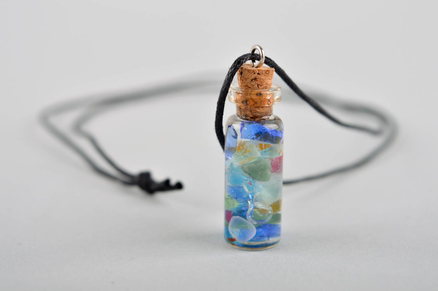 Handmade jewelry glass vial necklace small glass vial pendant gifts for girls photo 4