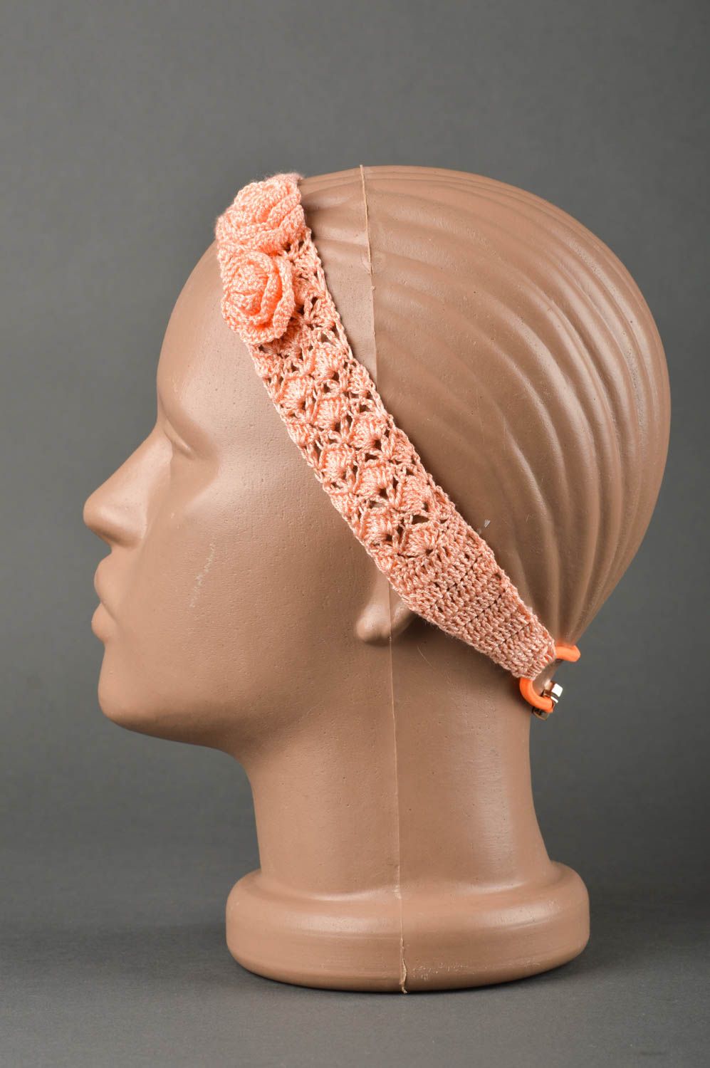 Banda para el cabello naranja hecha a mano regalo para niñas accesorio tejido foto 2