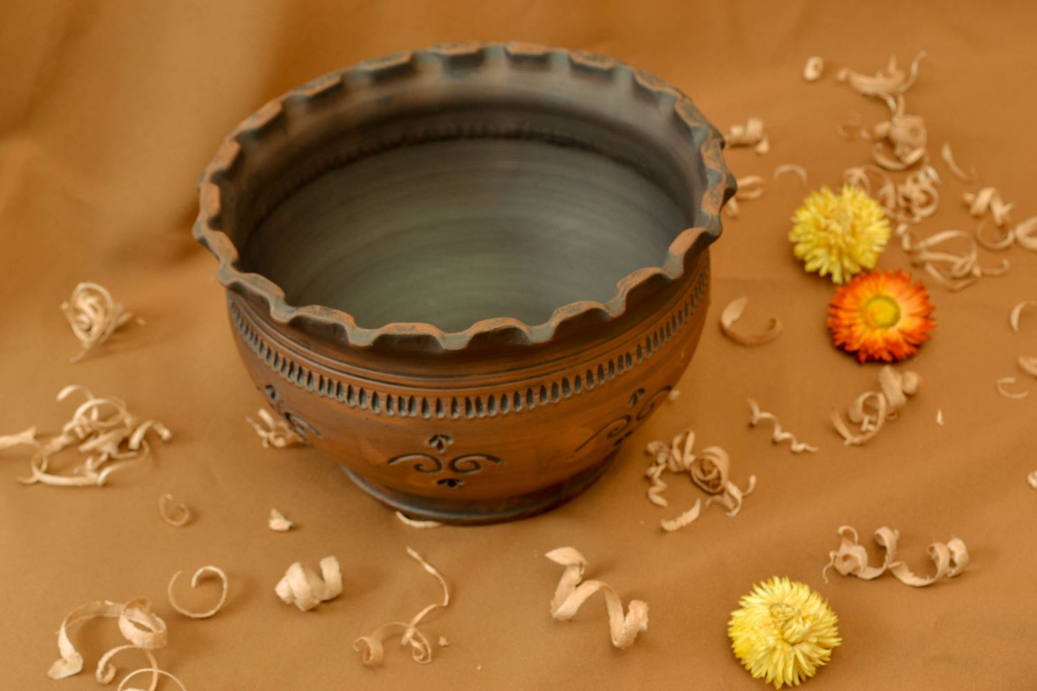 Handmade Keramik Topf mit Muster 3 L foto 1