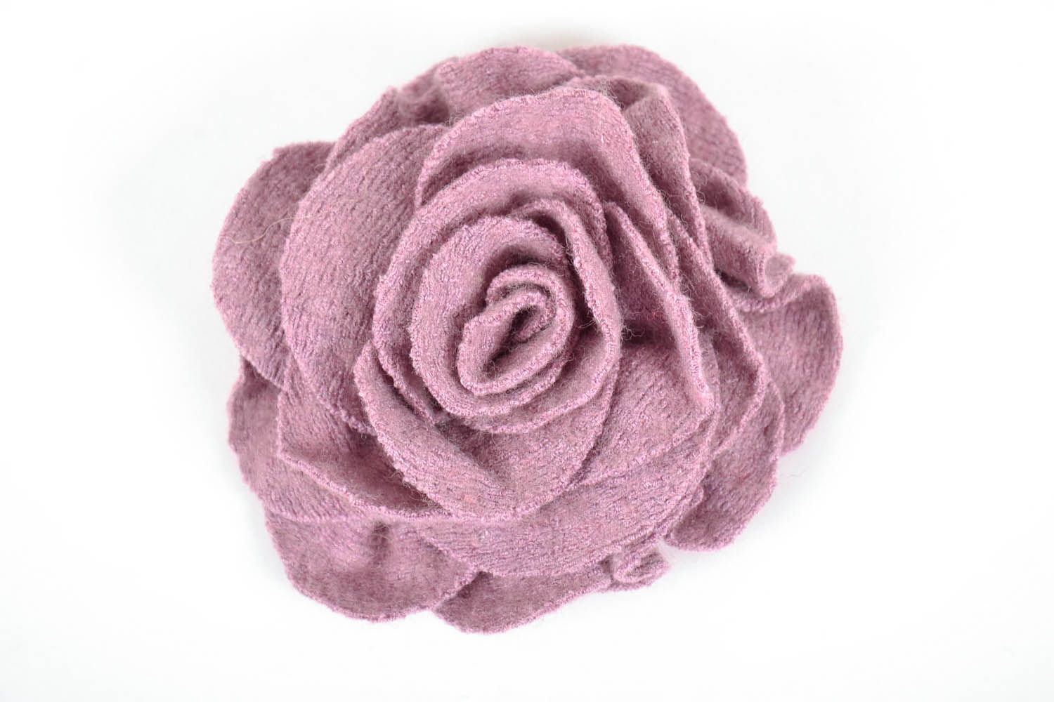 Brosche Blume aus Wolle Lavendelrose foto 2