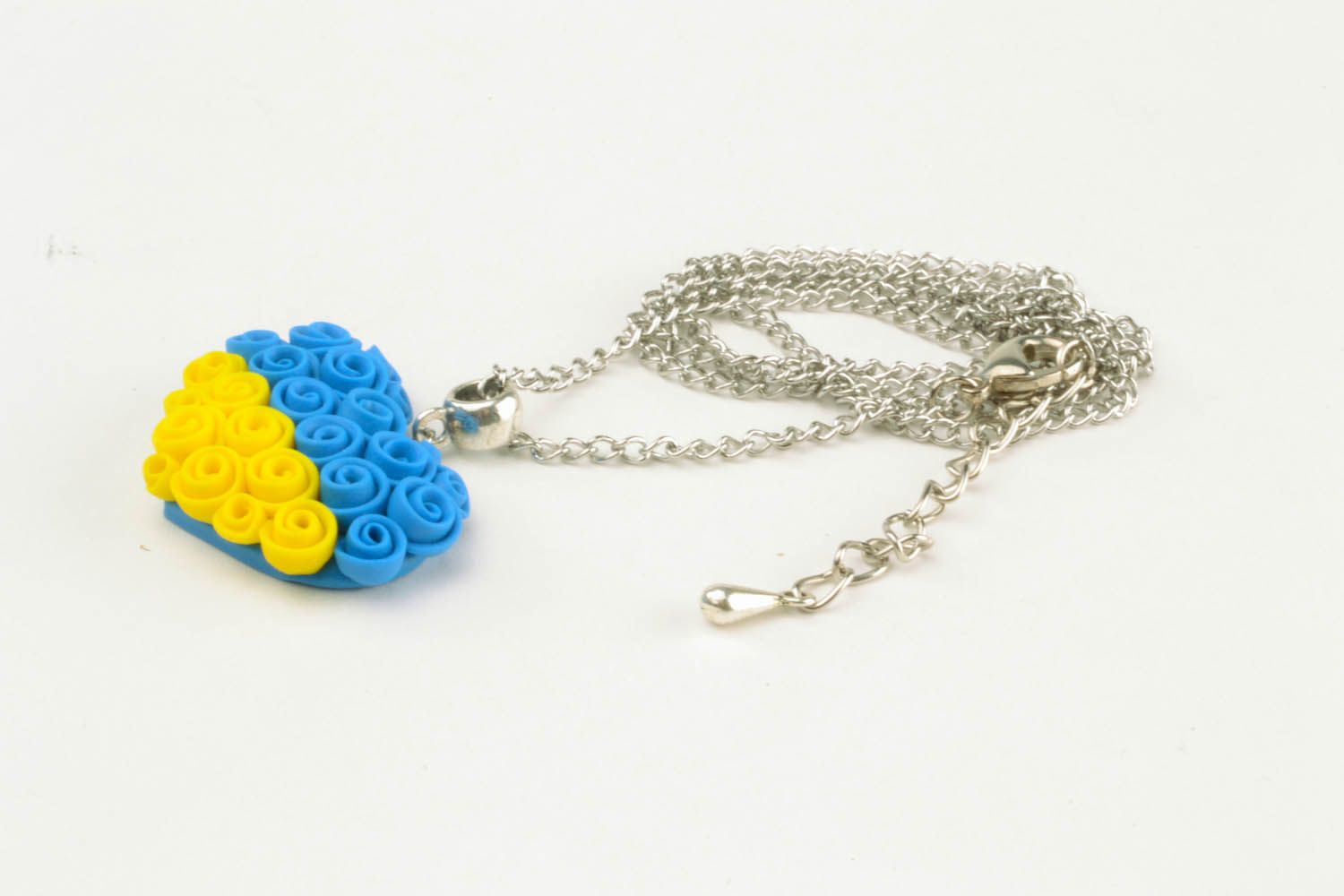 Polymer clay pendant with long chain photo 4