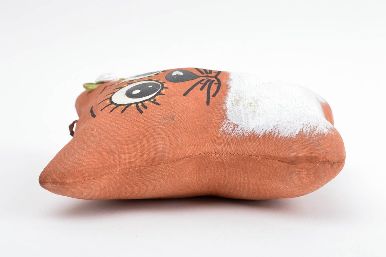 Peluche Chat en tissu de lin faite main peinte à l'acrylique Cadeau enfant photo 3