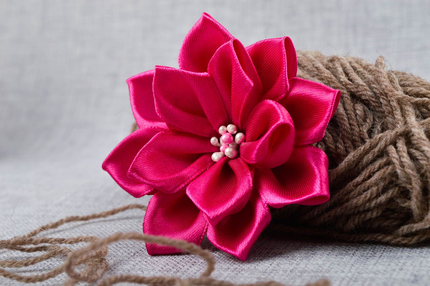 Stylish handmade flower brooch jewelry textile barrette hair clip gifts for her photo 1