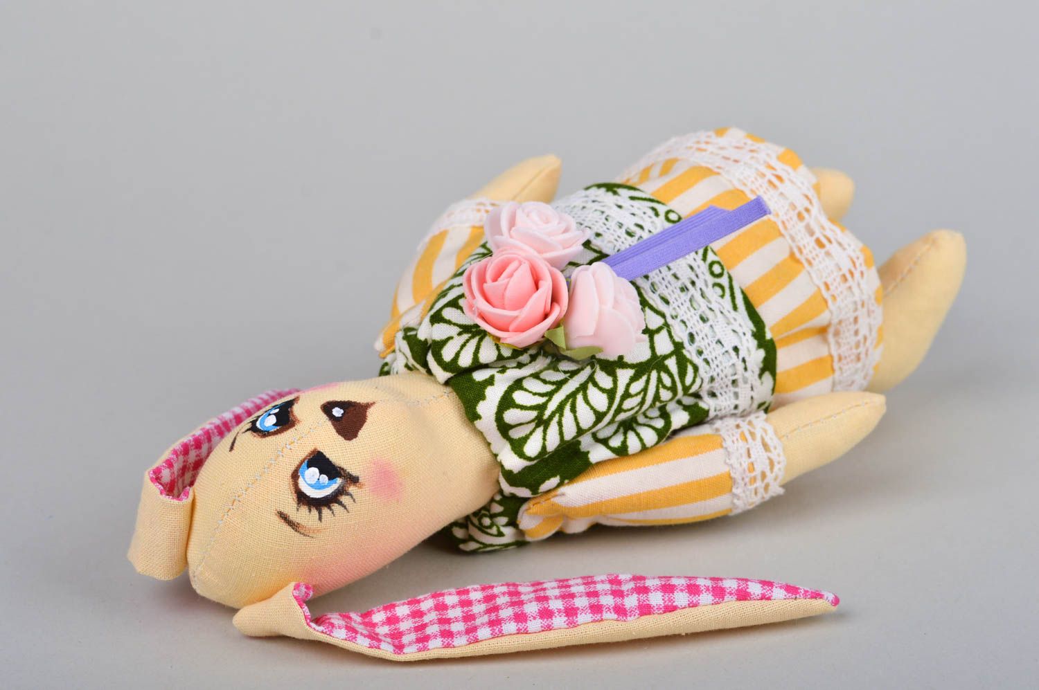 Игрушка заяц ручной работы авторская игрушка из ткани стильный подарок фото 2