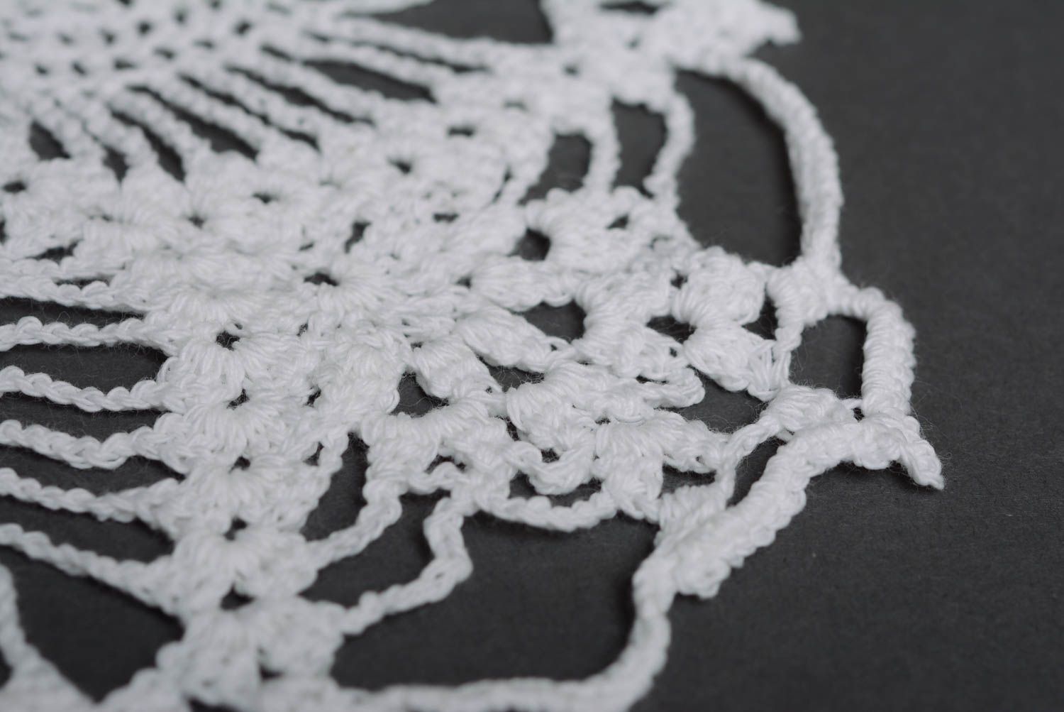 Napperon blanc ajouré tricoté au crochet en coton naturel fait main rond photo 5