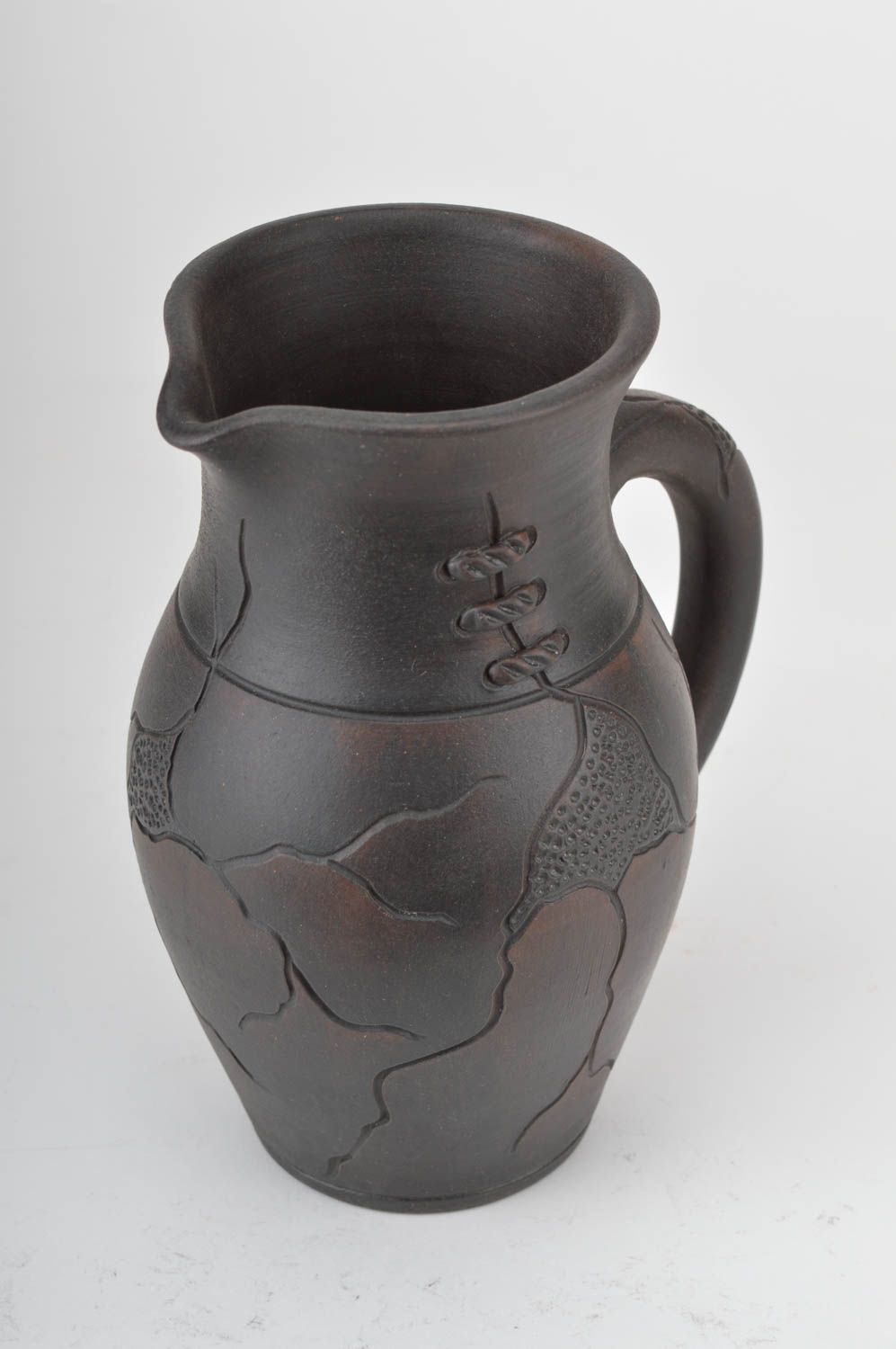 60 oz ceramic water jug with handle in dark brown color 2 lb photo 2